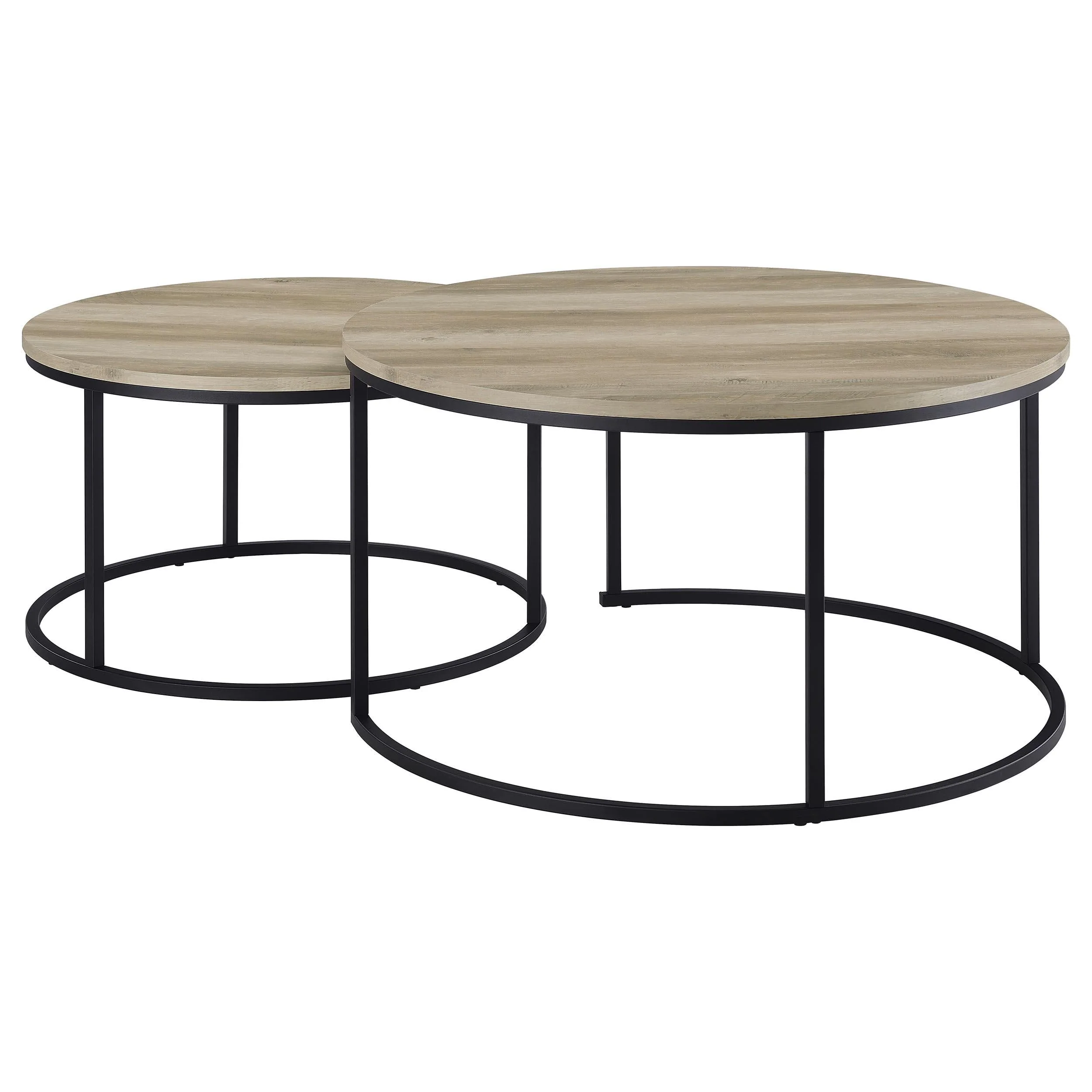 Lainey Distressed Pine 2-Piece Round Nesting Coffee Table - Image 6