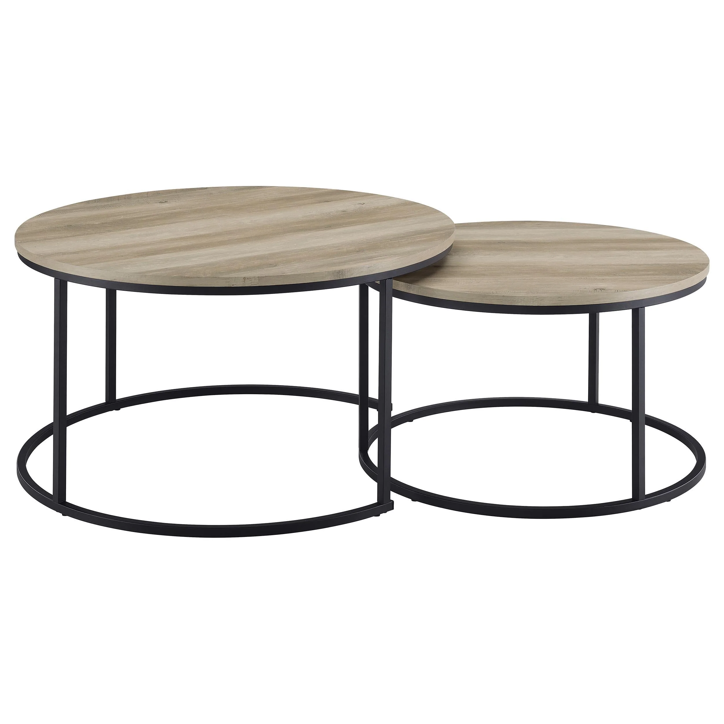 Lainey Distressed Pine 2-Piece Round Nesting Coffee Table - Image 8