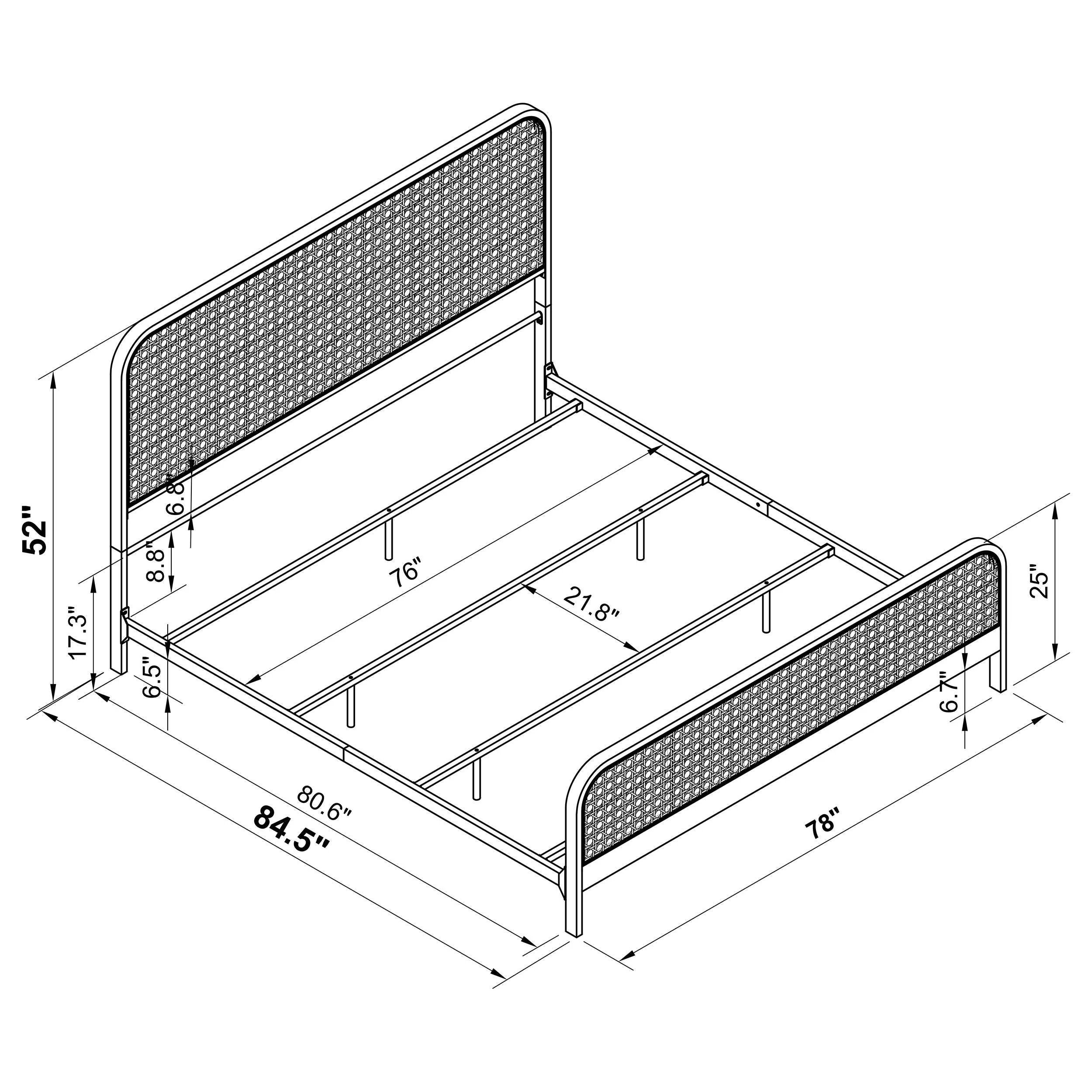 Lanewood White Polyethylene PE Rattan Upholstered Metal Eastern King Bed - Image 12