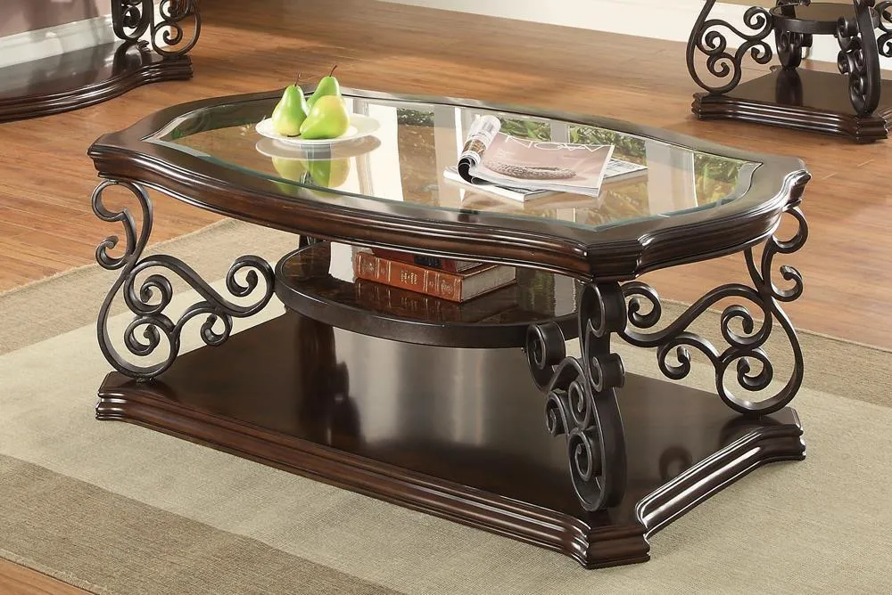 Laney Deep Merlot/Clear Coffee Table