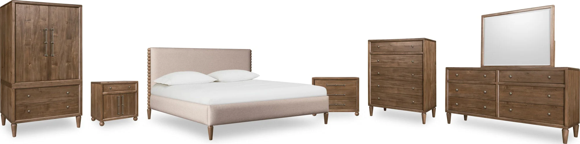 Langley Honey Wheat/Autumn Forest Upholstered King Bed - Image 11