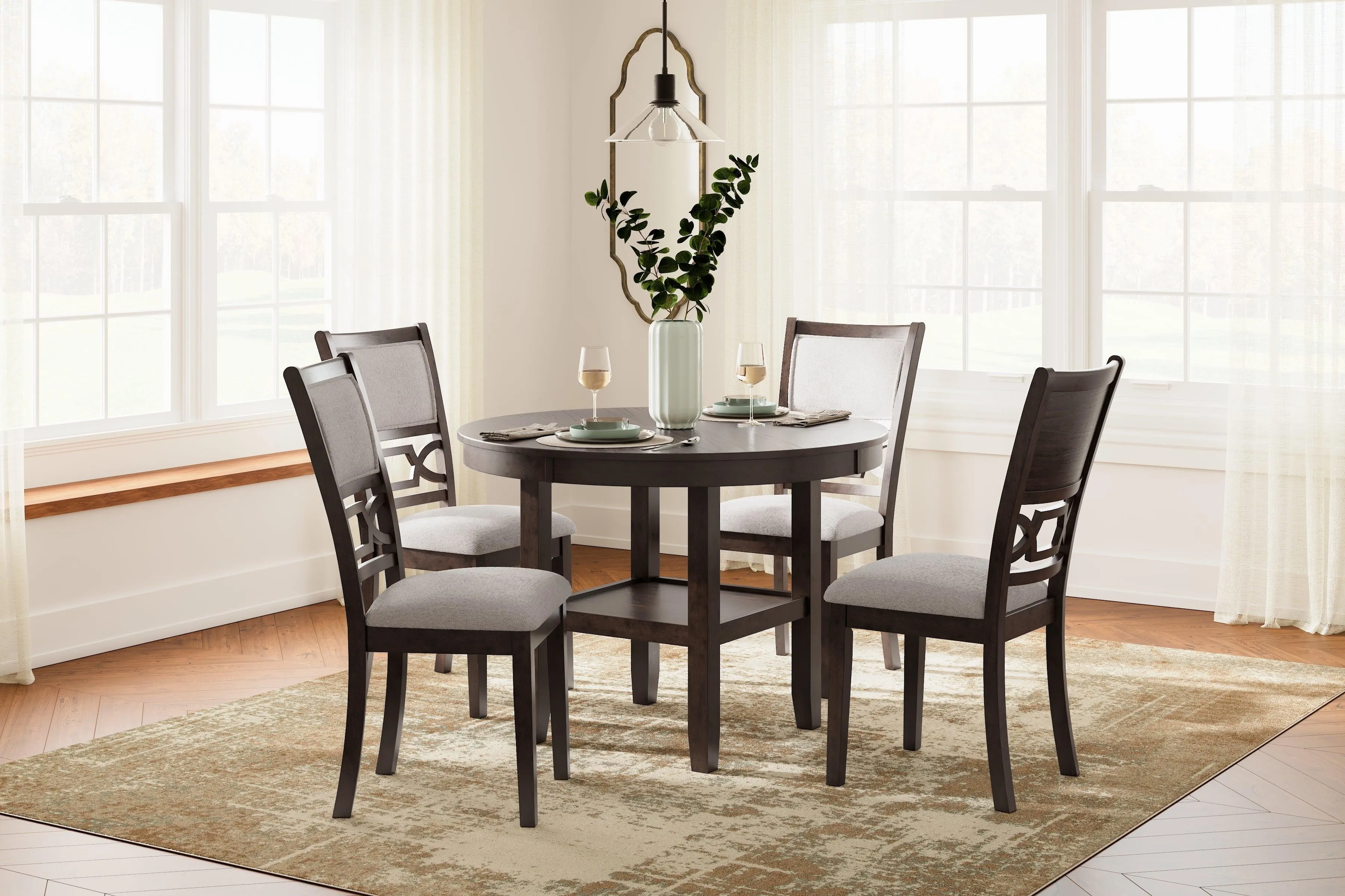 Langwest Brown Dining Table and 4 Chairs
