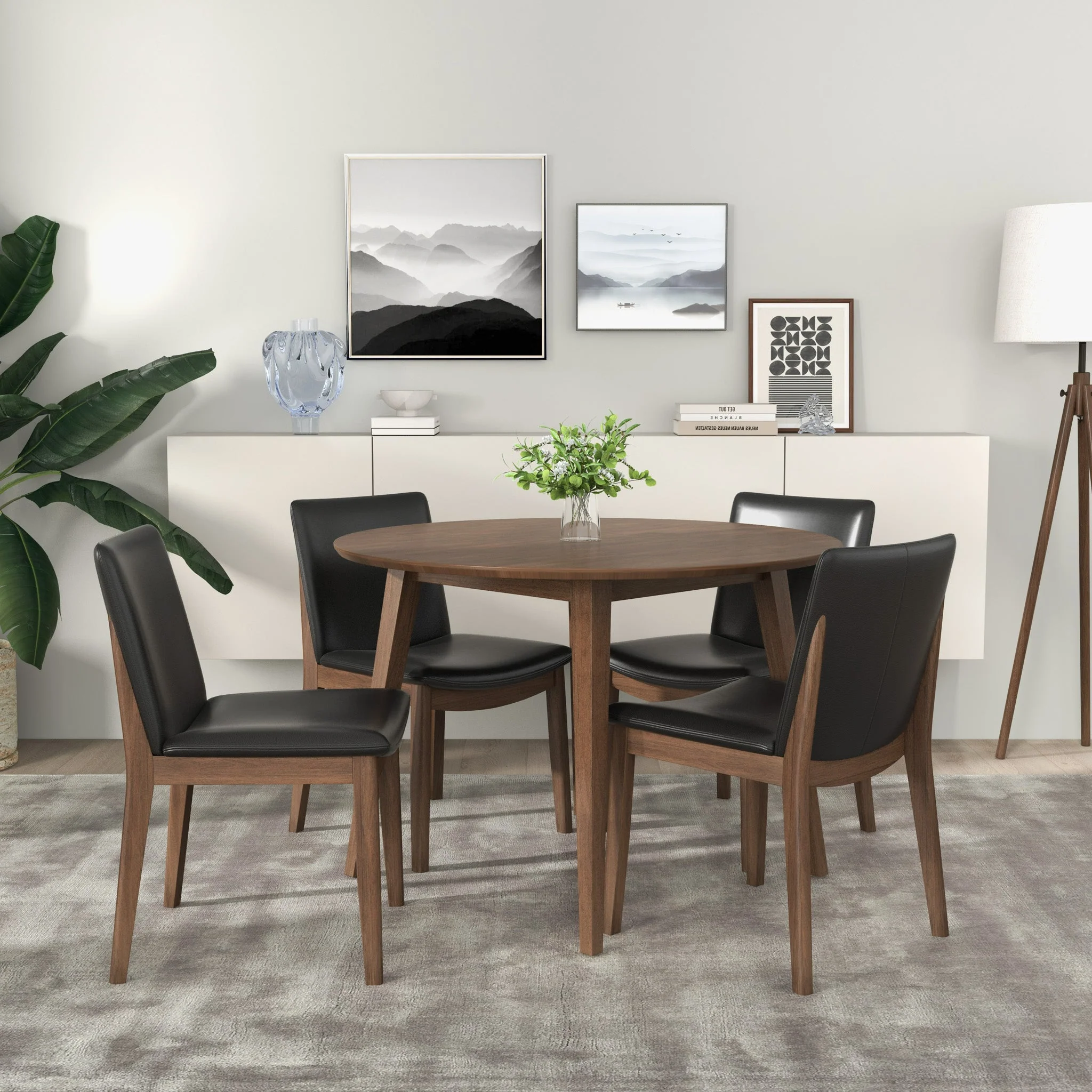 Laura Black PU Solid Wood Dining Chair (Set Of 2) - Image 3