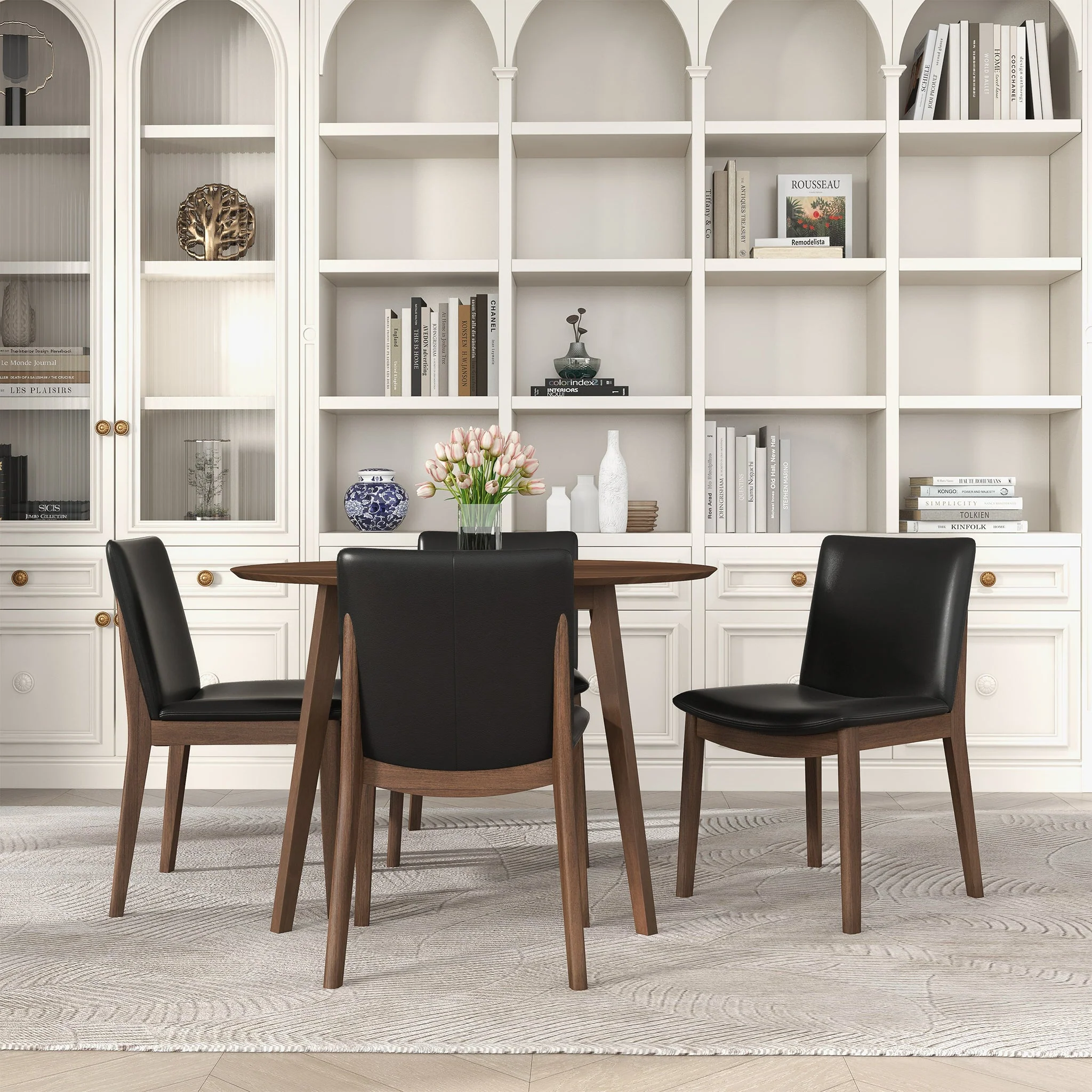 Laura Black PU Solid Wood Dining Chair (Set Of 2) - Image 6