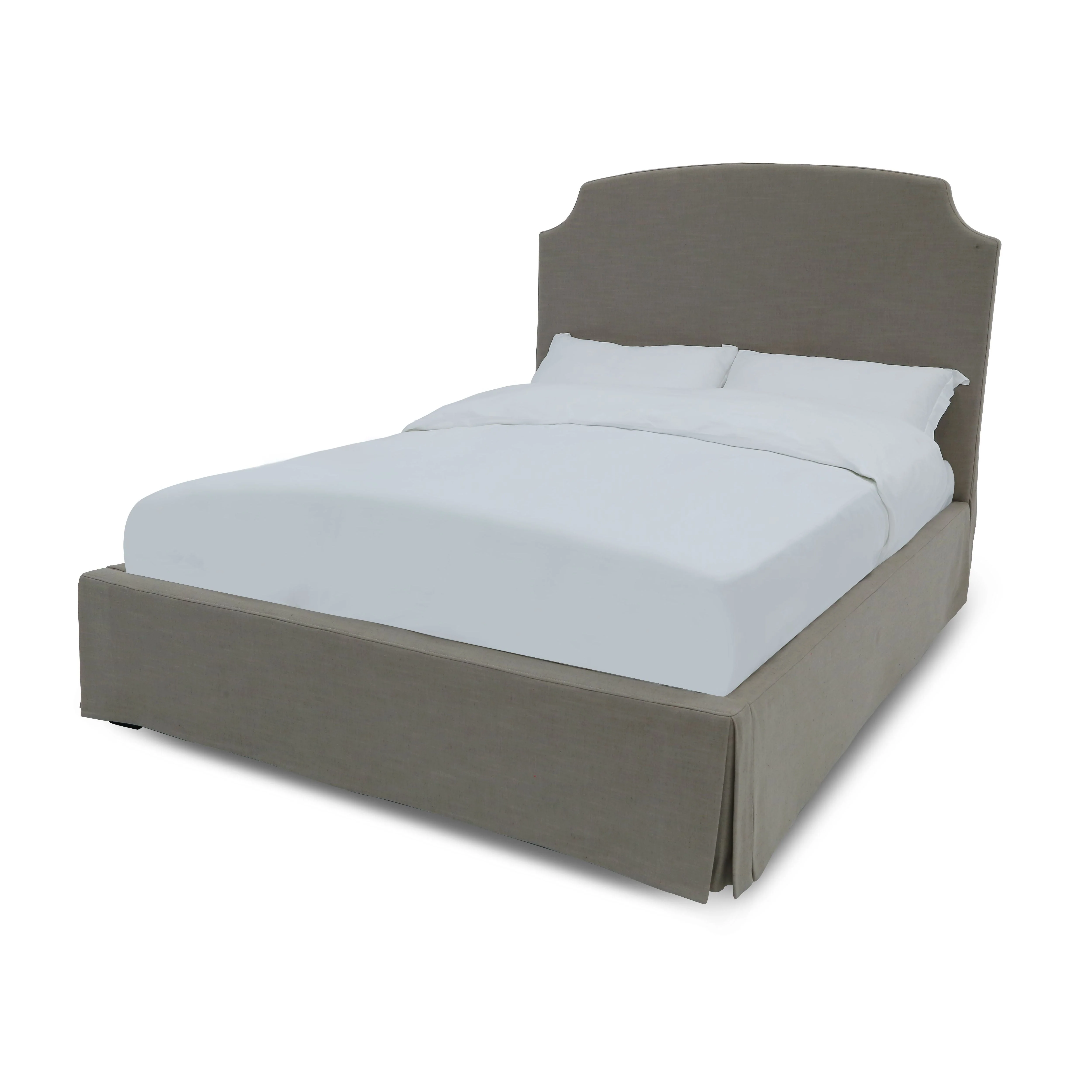 Laurel California King Upholstered Skirted Storage Panel Bed in Wheat - Image 4