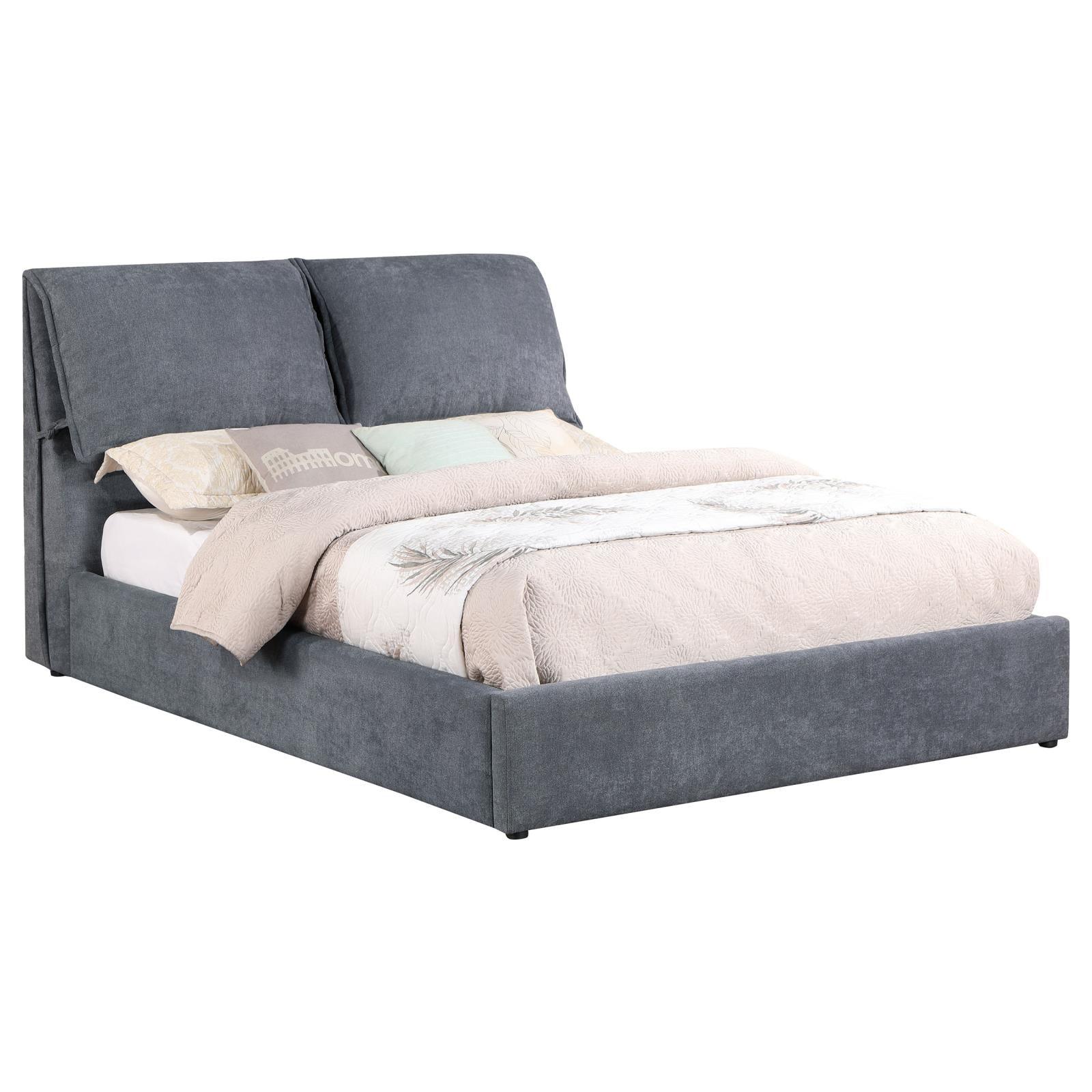 Laurel Charcoal Grey Upholstered Queen Platform Bed with Pillow Headboard - Image 8