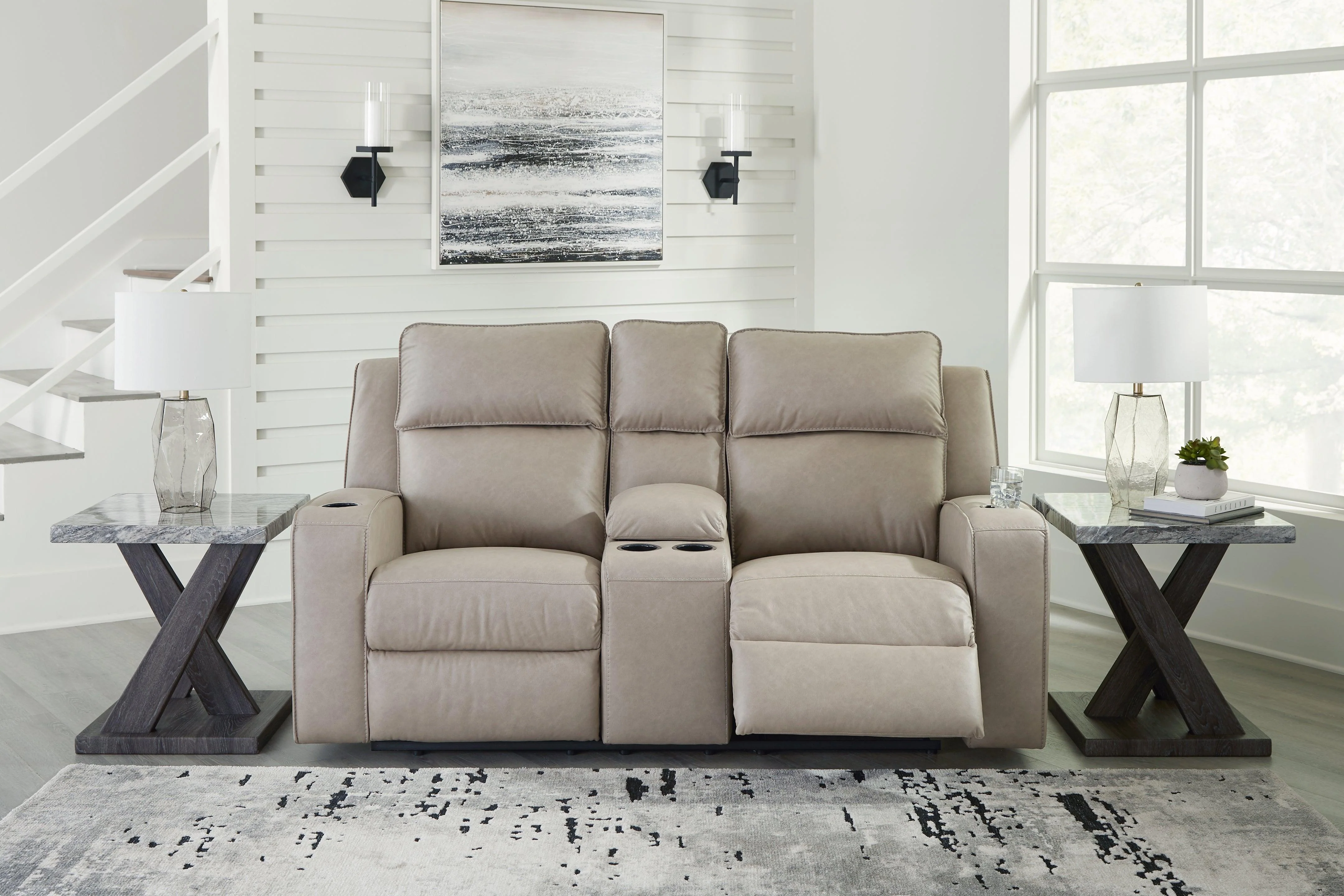 Lavenhorne Pebble Manual Reclining Loveseat with Console