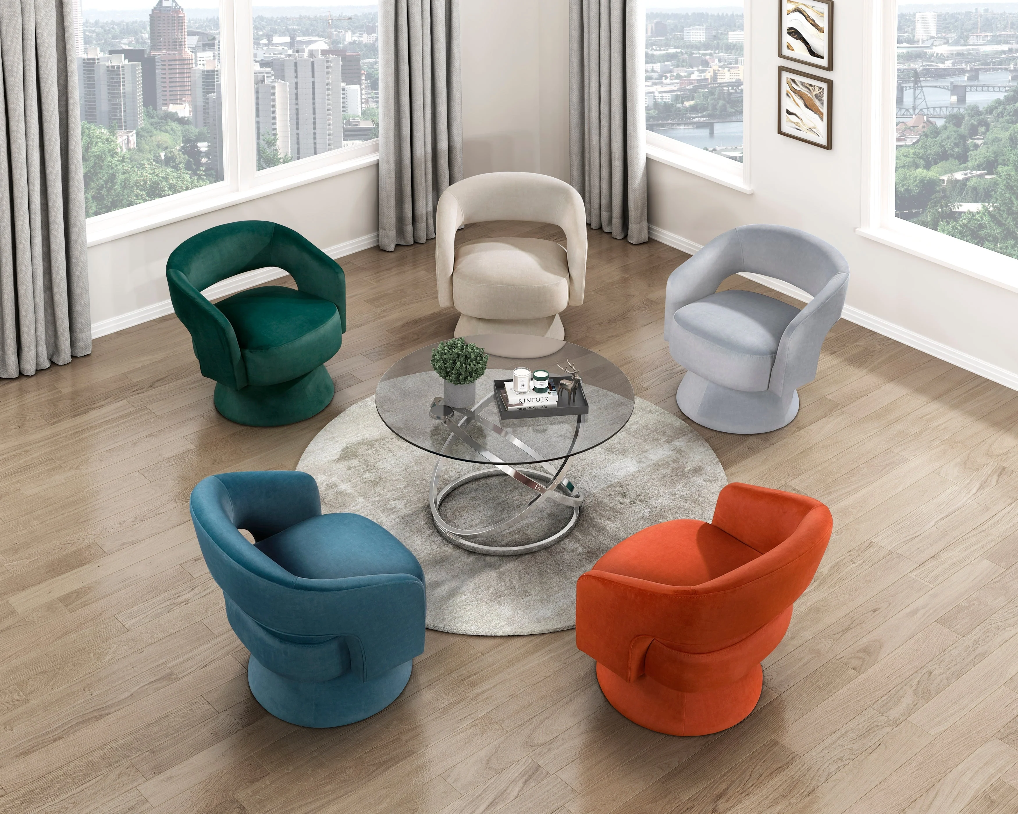 Lavon Orange Swivel Chair - Image 9