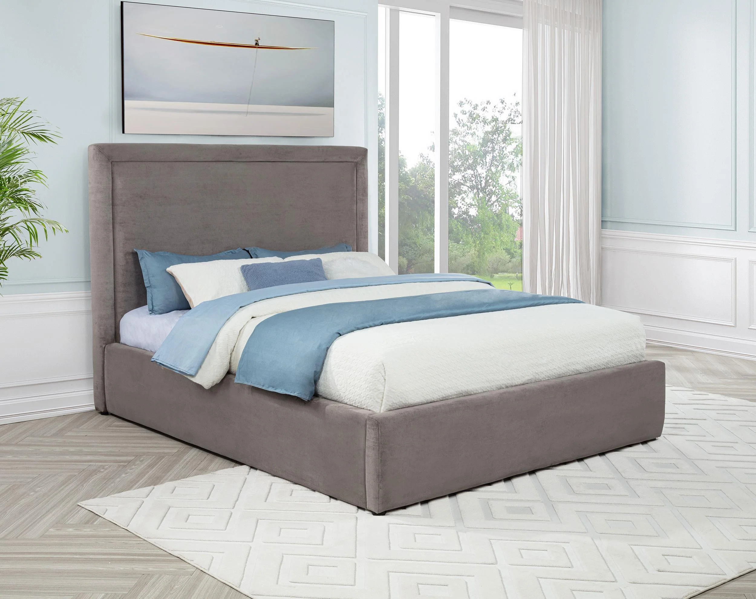 Lawson Mushroom 55-inch Upholstered Full Panel Platform Bed