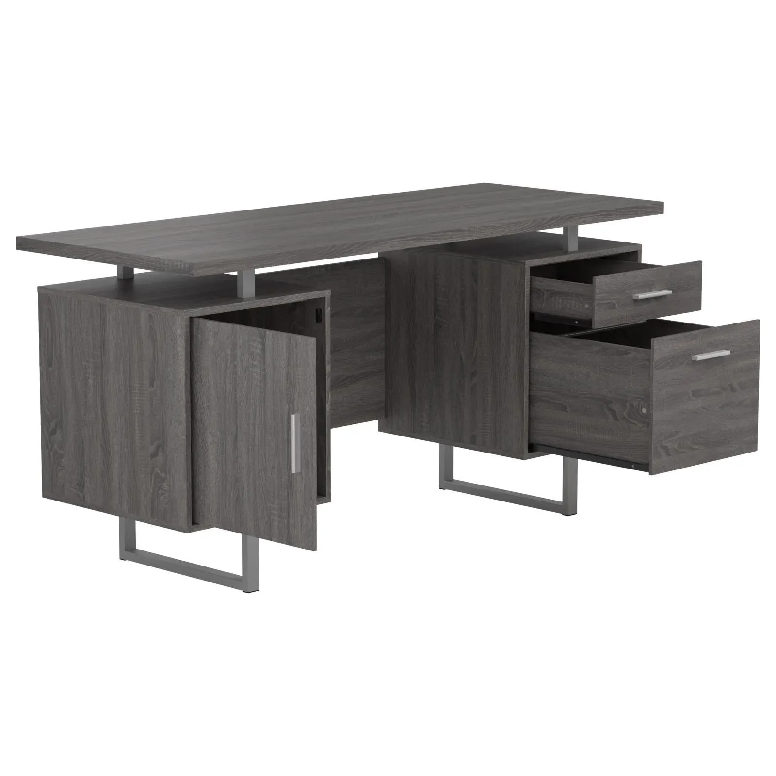 Lawtey Weathered Gray Floating Top Office Desk - Image 3