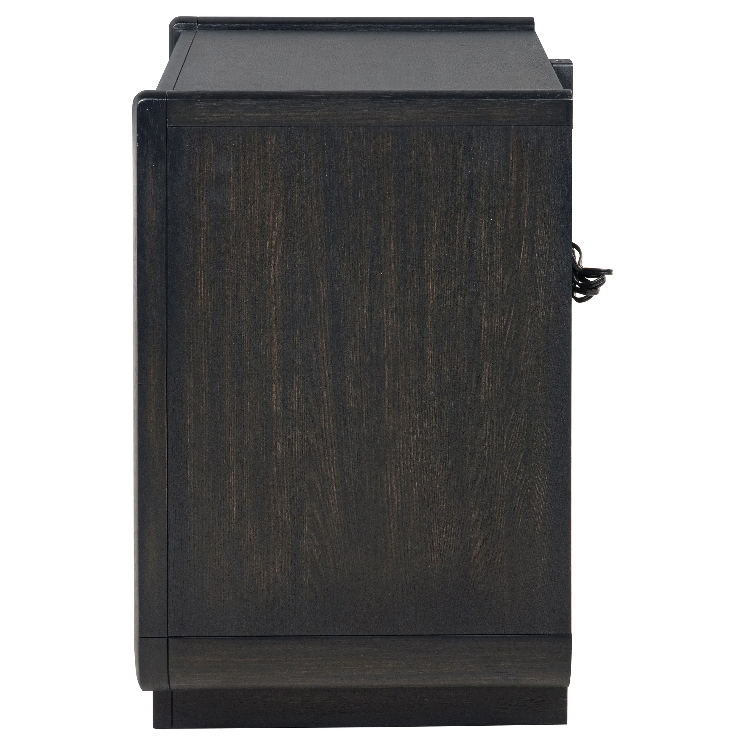 Leandro Burnished Black 2-drawer LED Nightstand with USB - Image 4