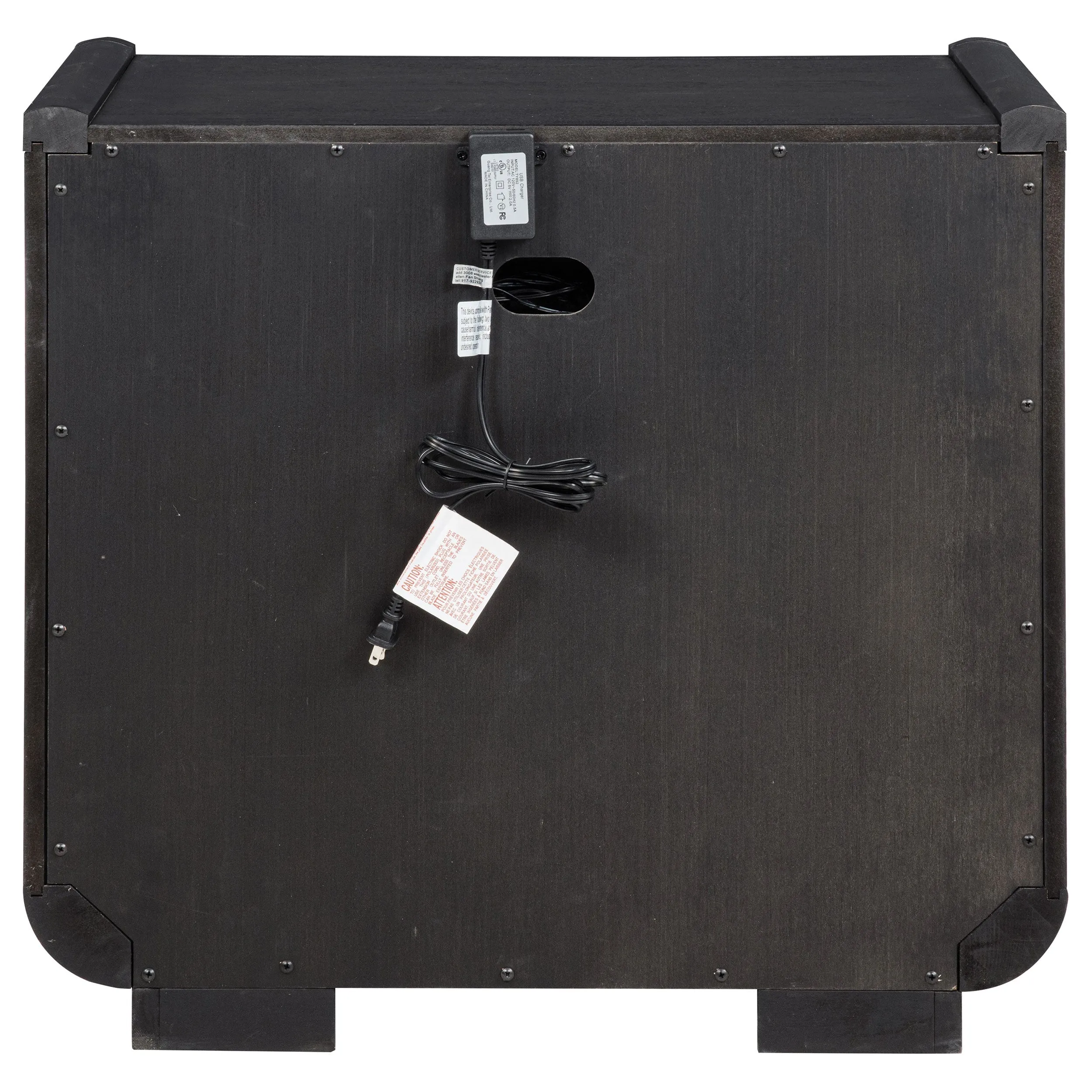 Leandro Burnished Black 2-drawer LED Nightstand with USB - Image 6