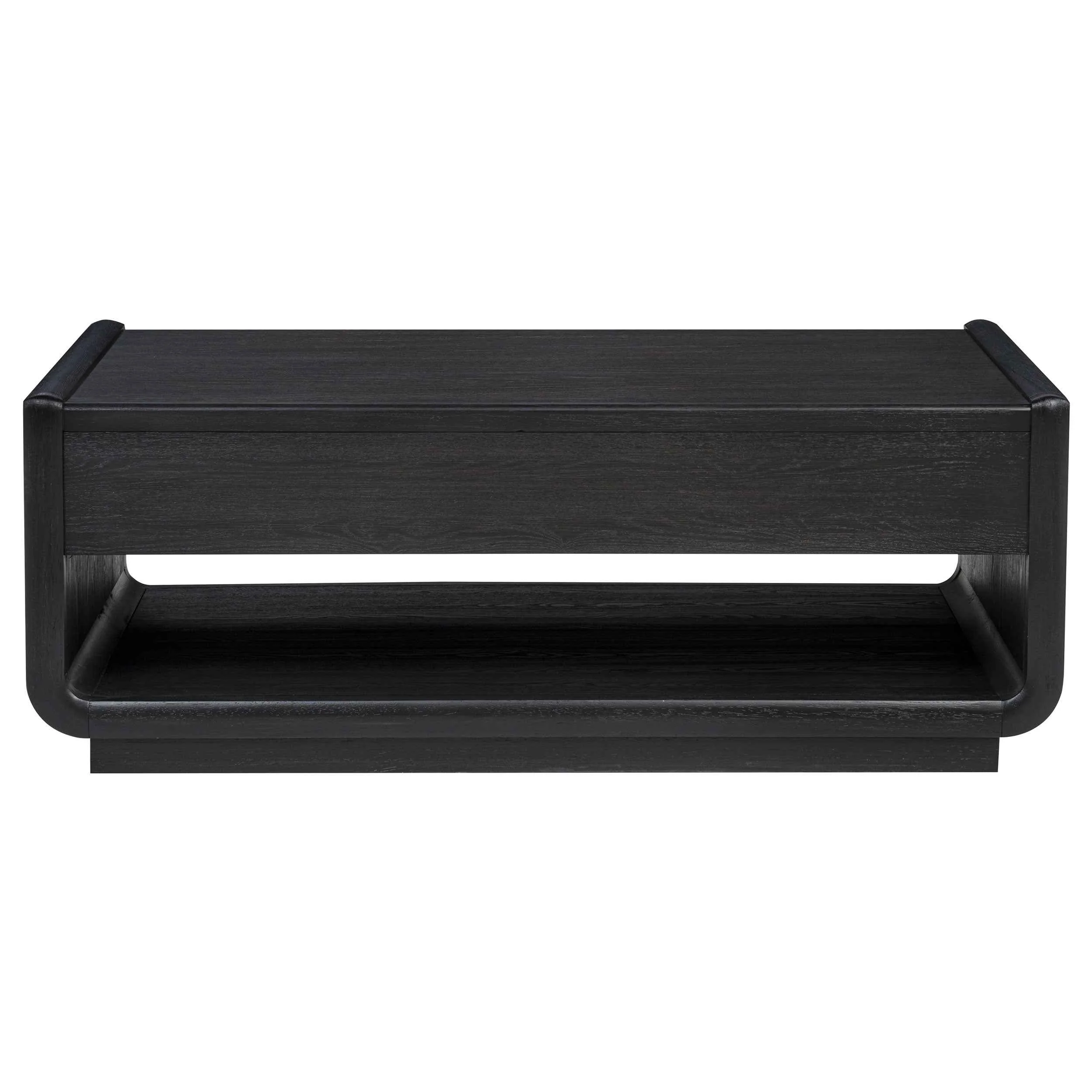 Leandro Burnished Black 2-drawer Wood Cocktail Coffee Table - Image 8