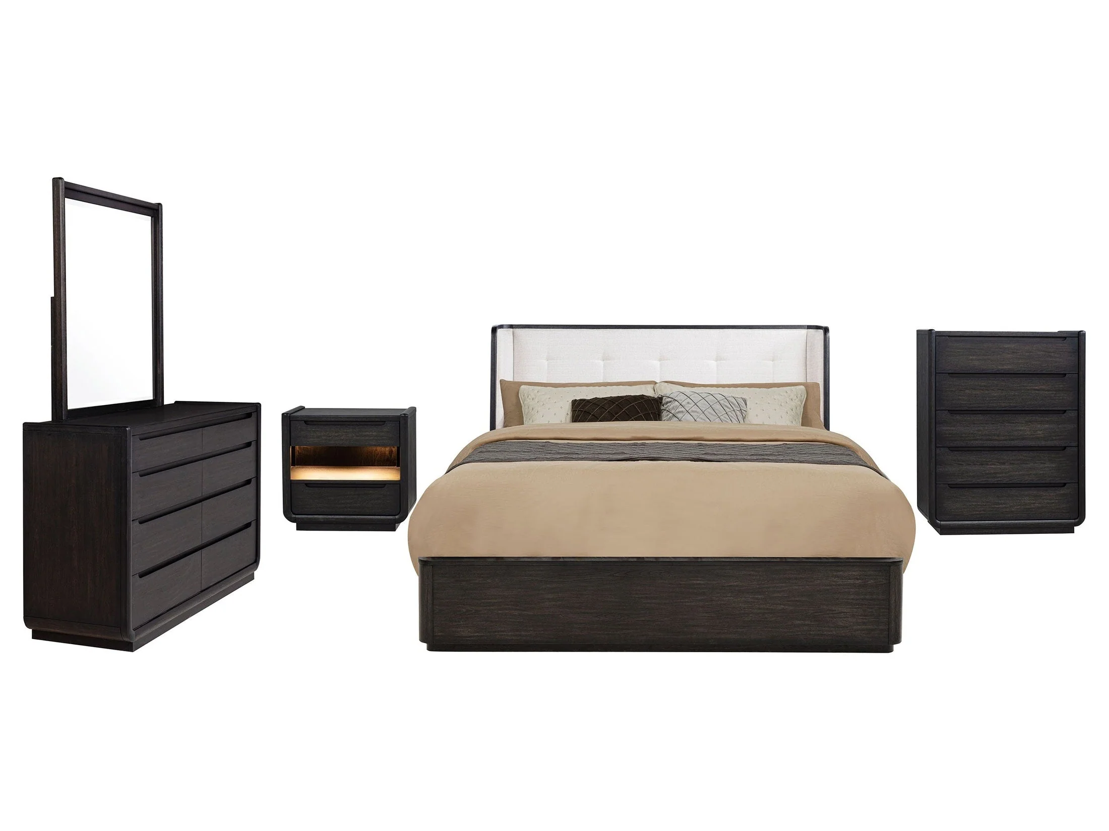 Leandro Burnished Black 5-piece Queen Bedroom Set - Image 2
