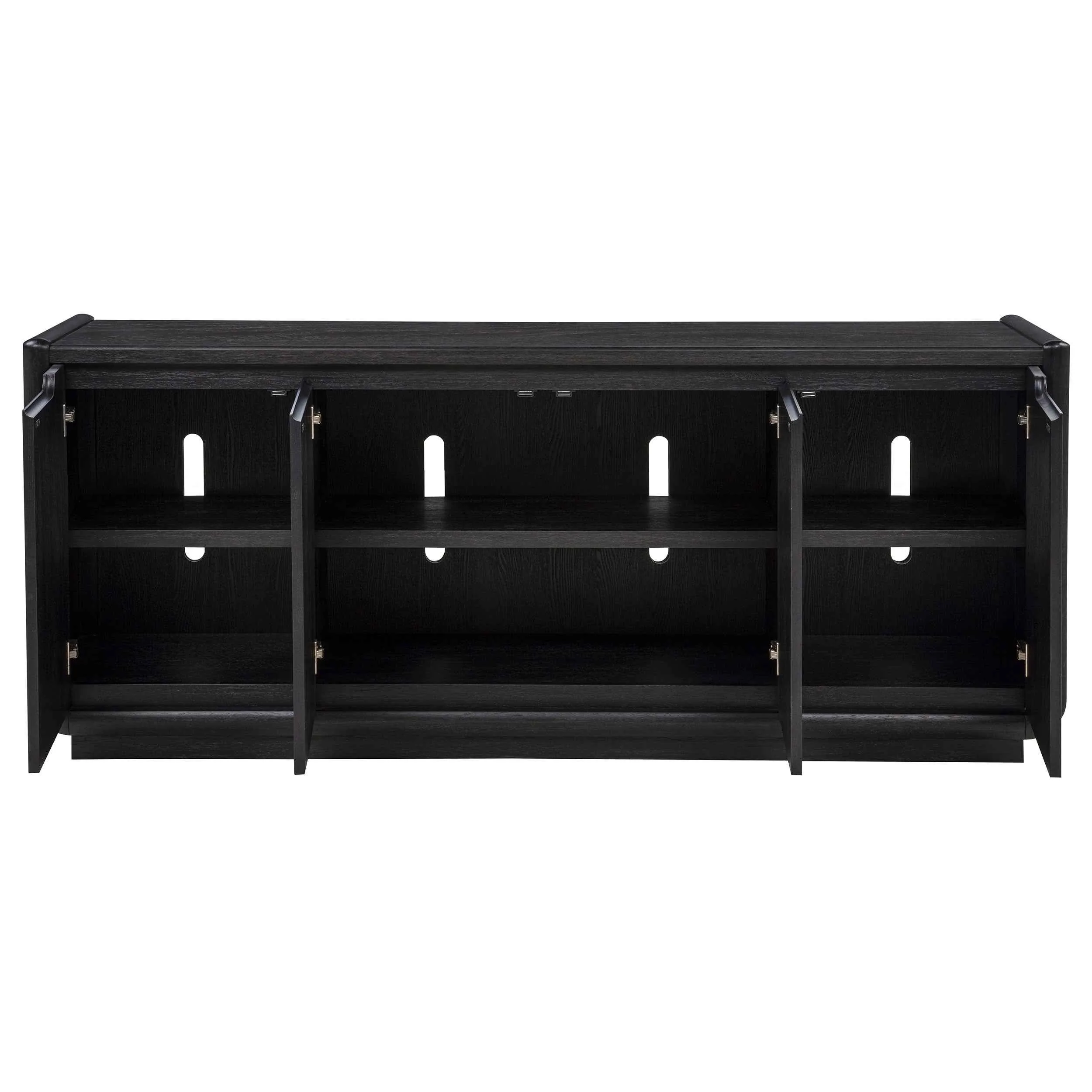 Leandro Burnished Black 72-inch 4-door TV Stand Media Console - Image 4