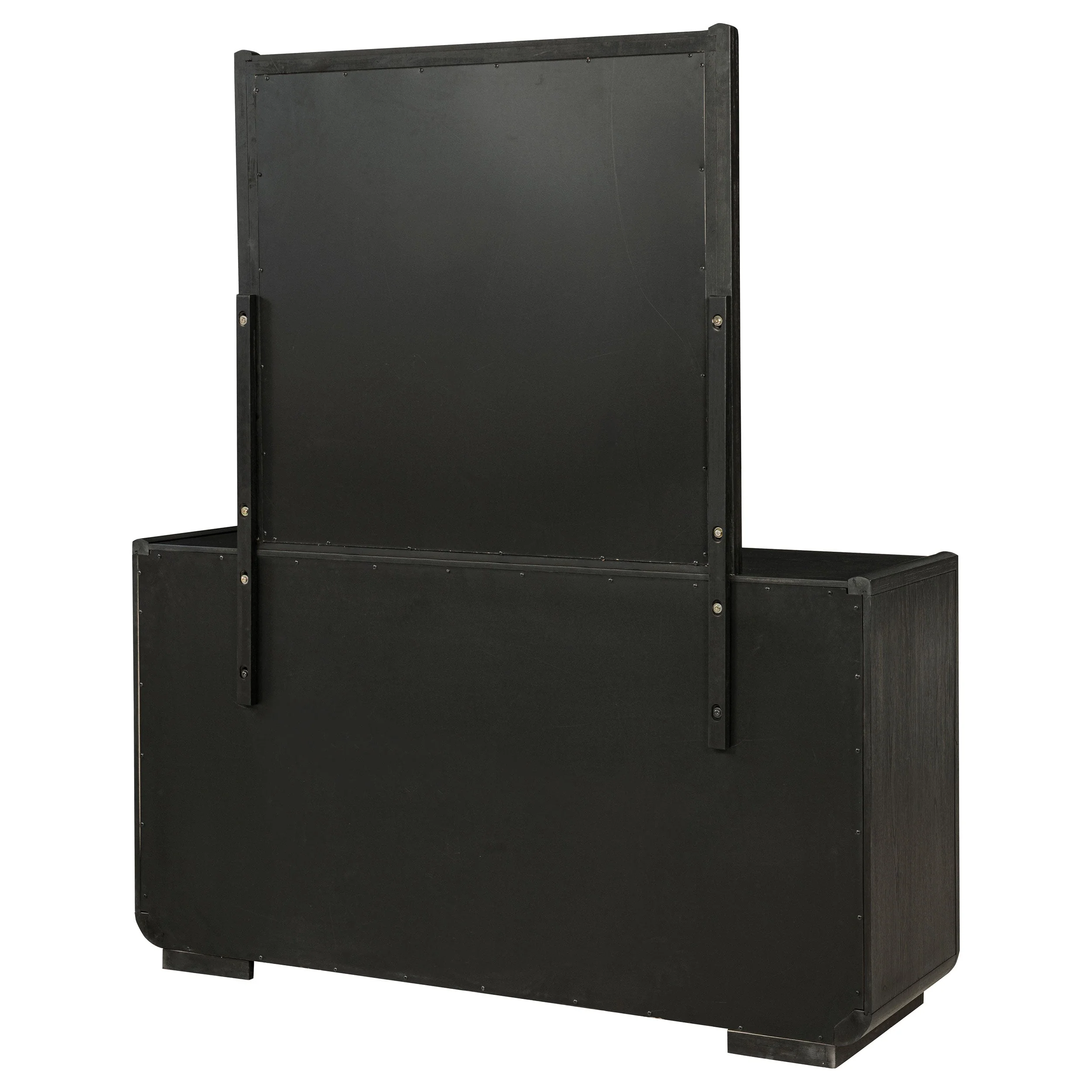 Leandro Burnished Black 8-drawer Bedroom Dresser with Mirror - Image 7