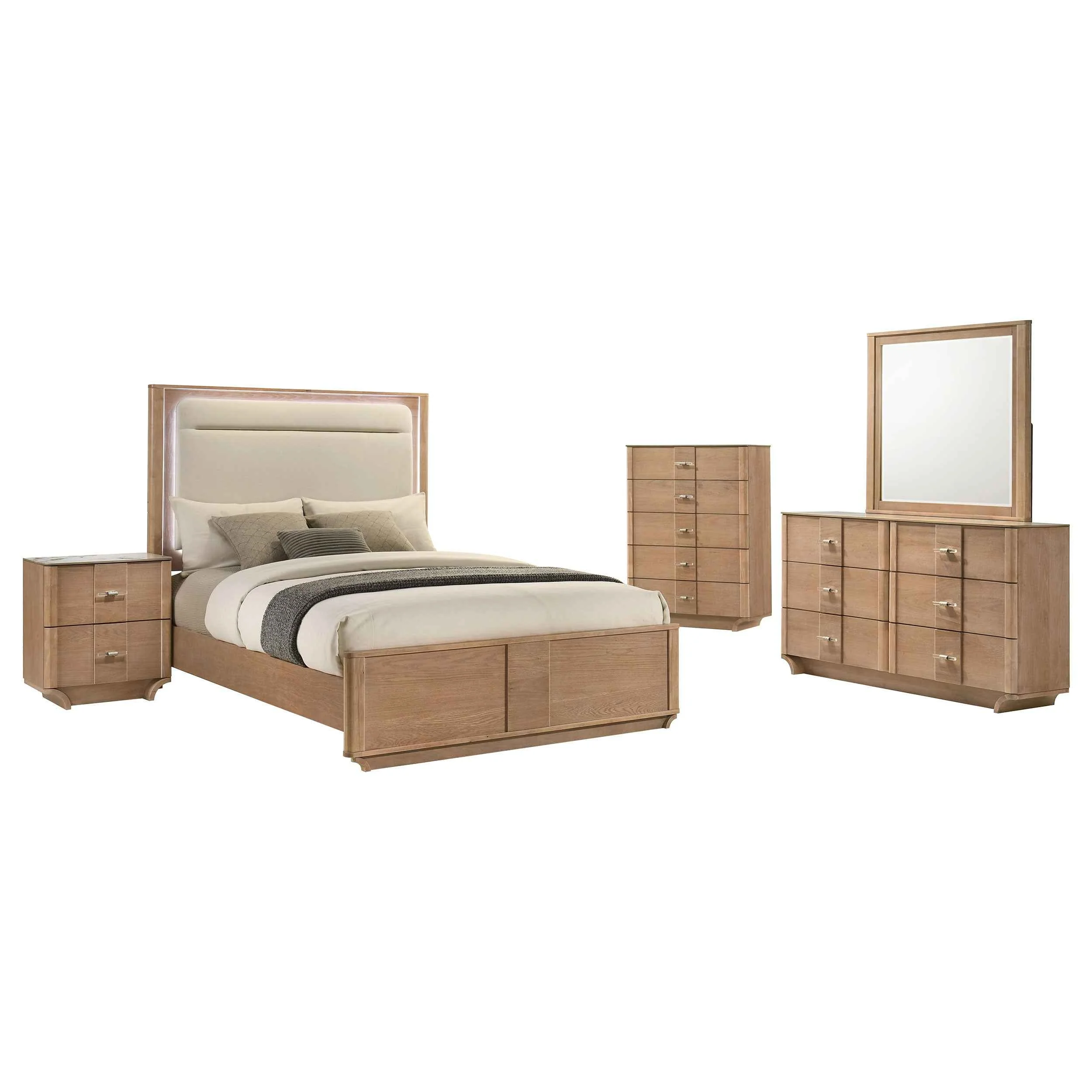 Leanne Light Oak 5-piece Queen Bedroom Set