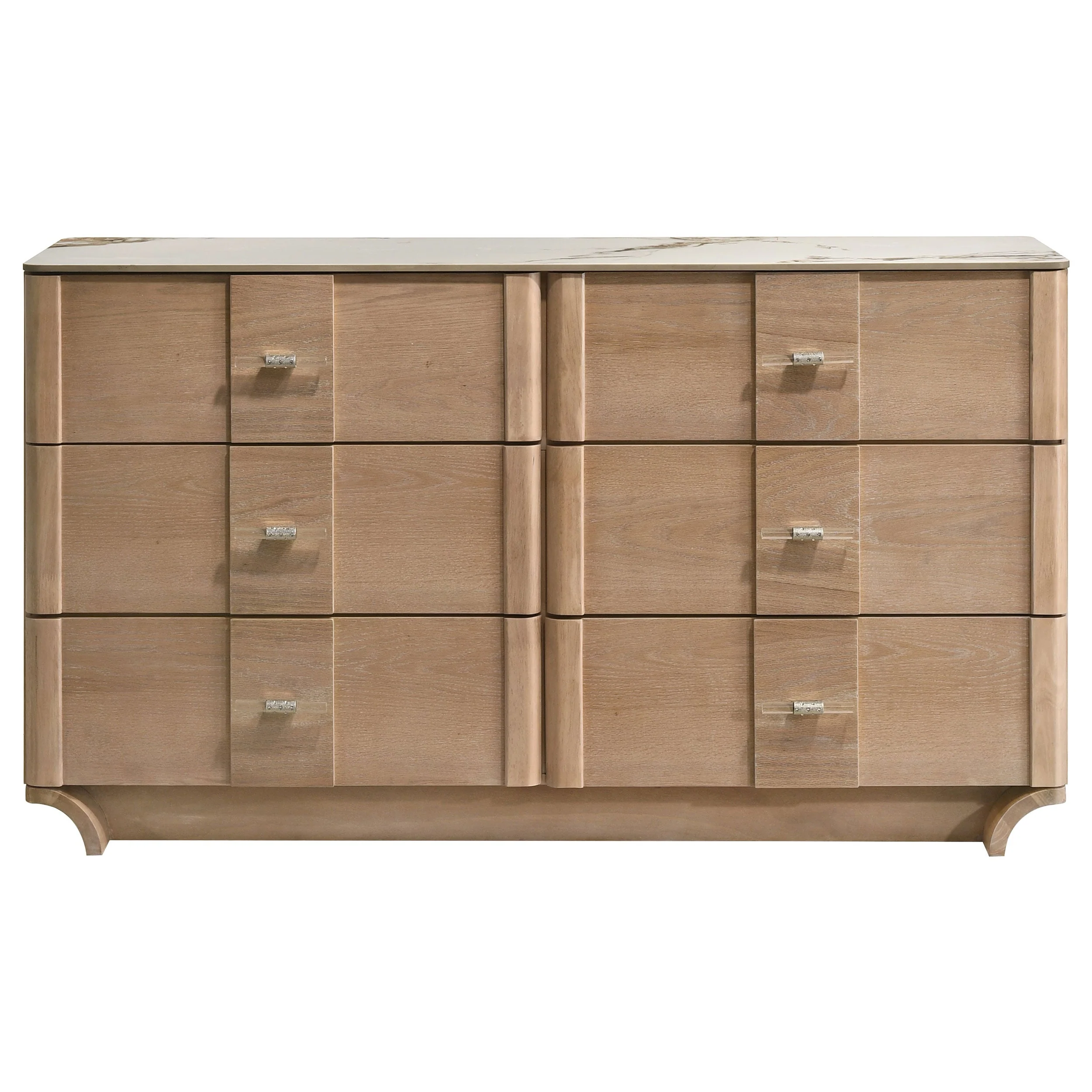 Leanne Light Oak 6-drawer Sinter Stone Top Dresser Cabinet - Image 2