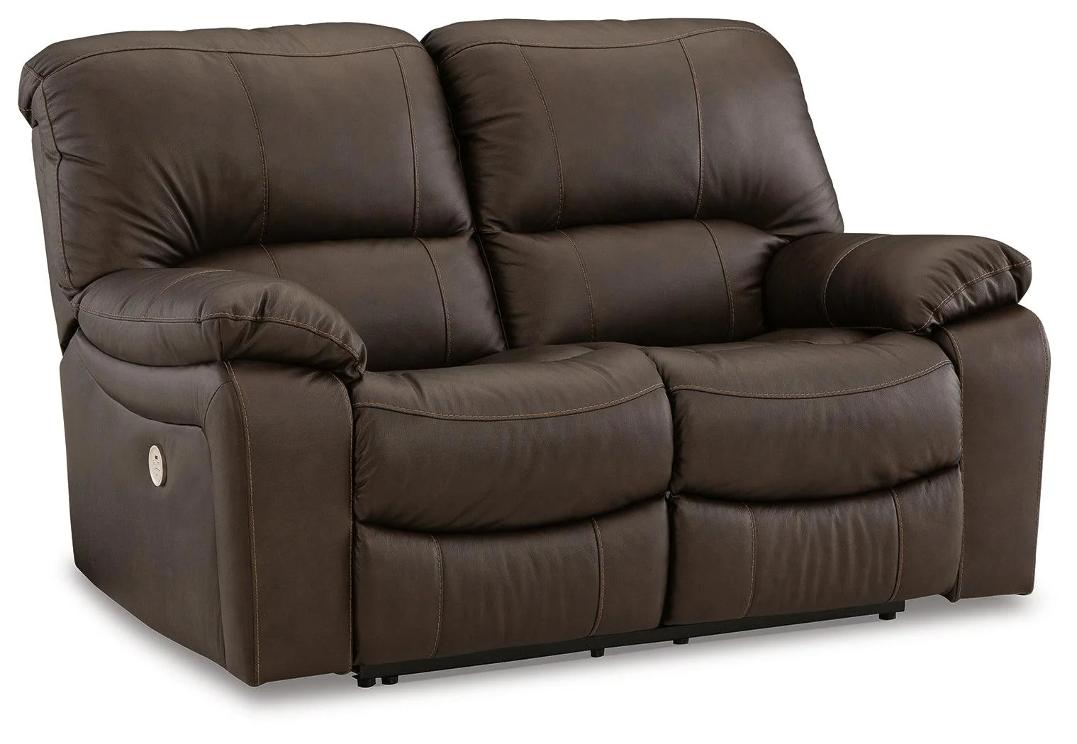 Leesworth Dark Brown Power Leather Reclining Loveseat