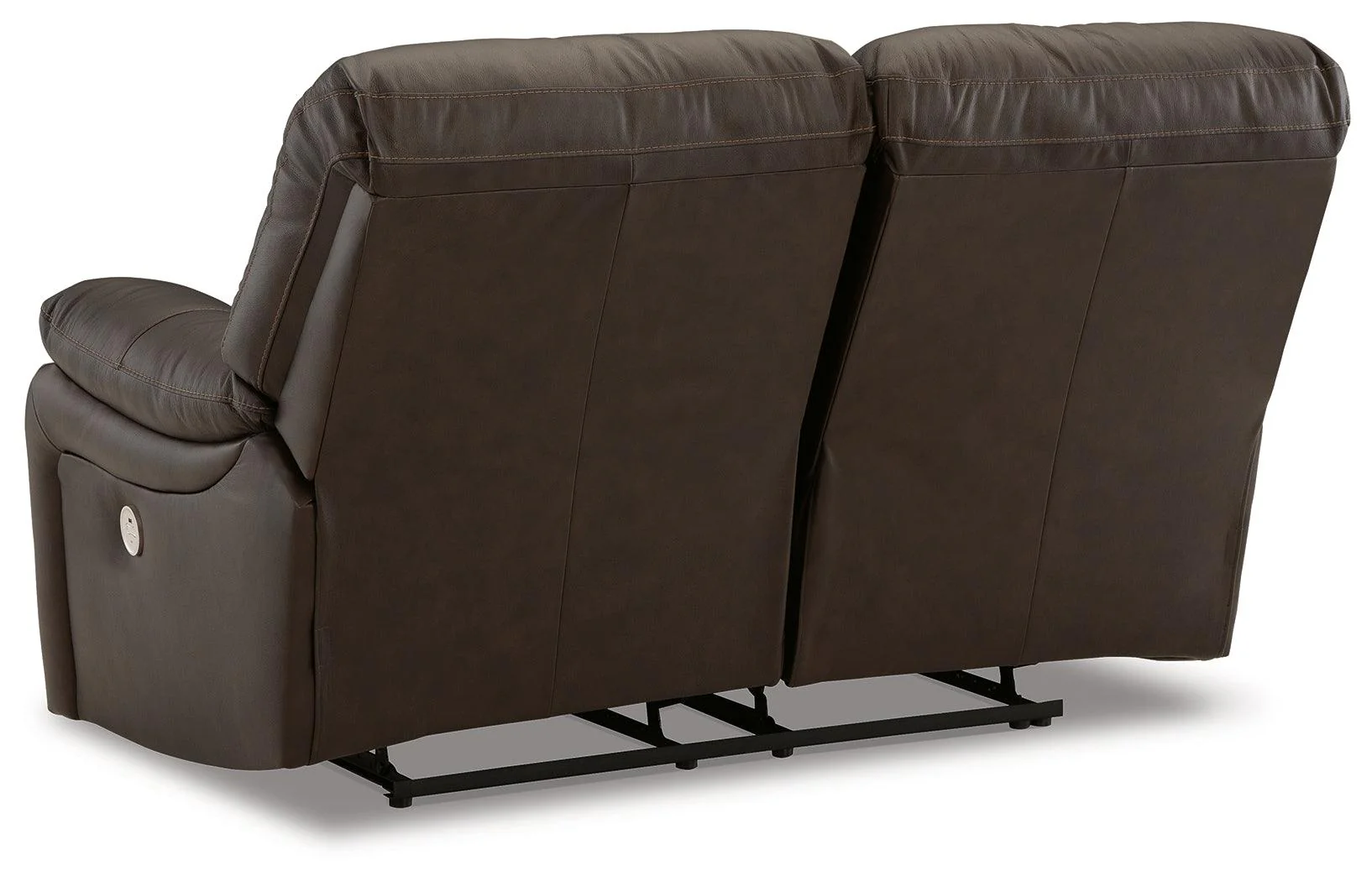 Leesworth Dark Brown Power Leather Reclining Loveseat - Image 5