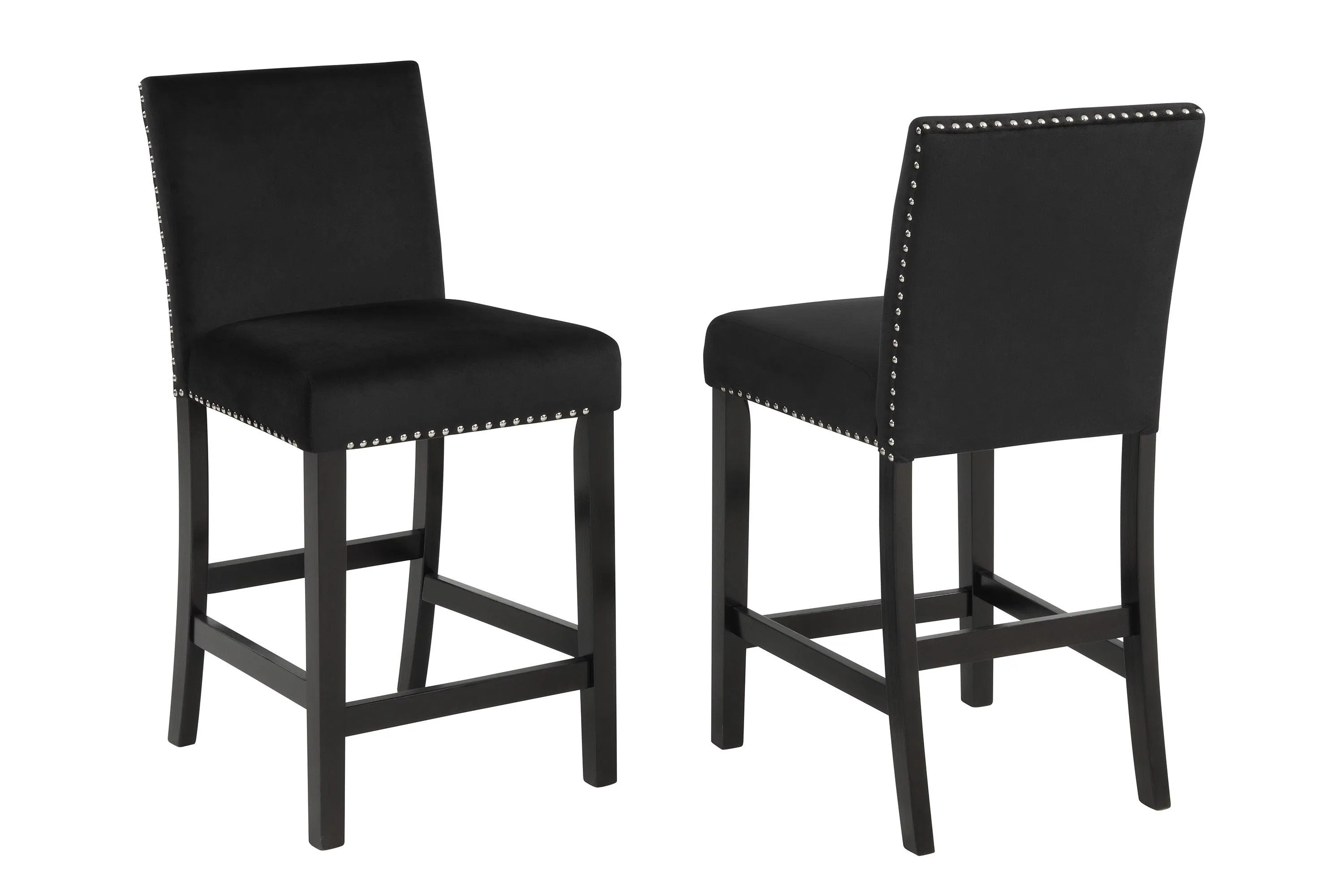 Lennon Black and White Velvet 5-Piece Counter Height Dining Set - Image 5