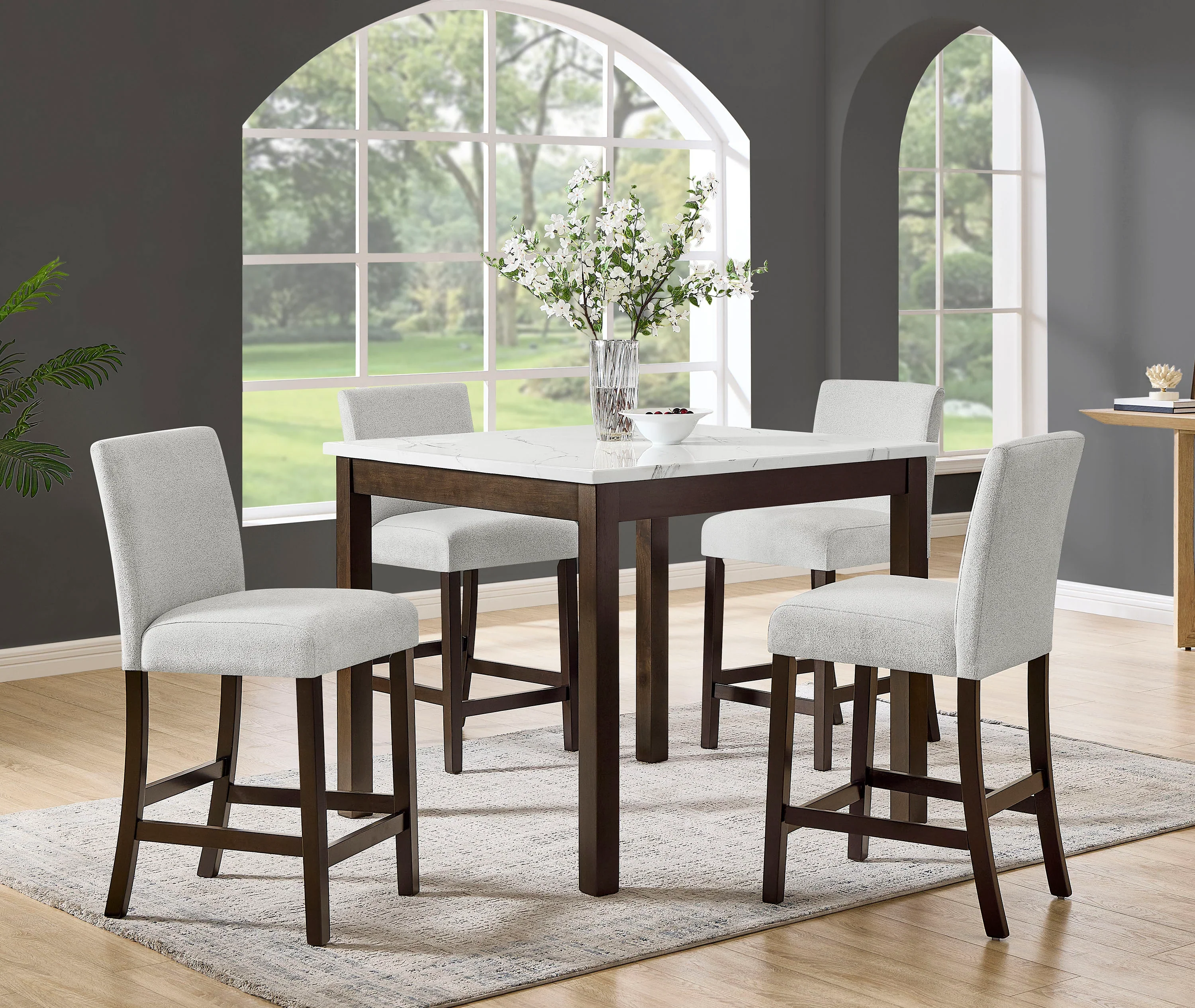 Lennon Gray 5-Piece Counter Height Dining Set