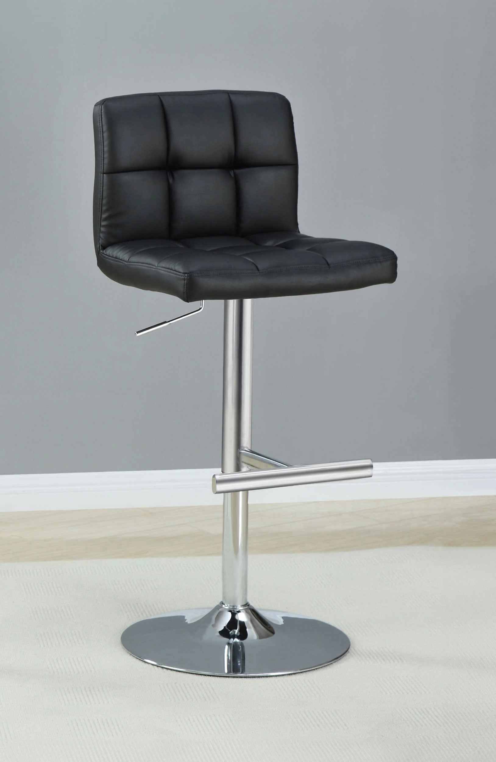 Lenny Black Upholstered Adjustable Bar Stool (Set of 2) - Image 2