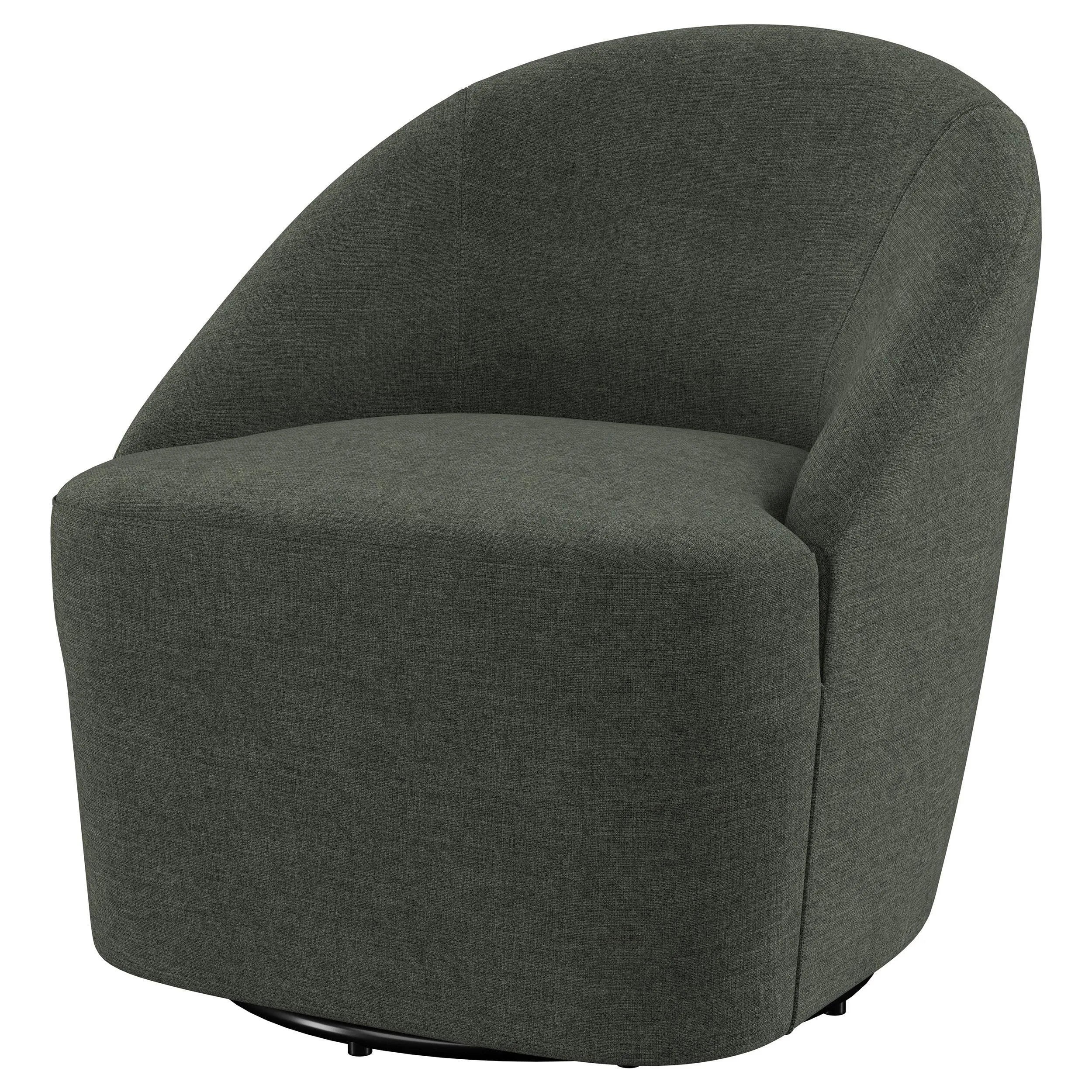 Leon Hunter Green Upholstered Accent Swivel Barrel Chair - Image 4