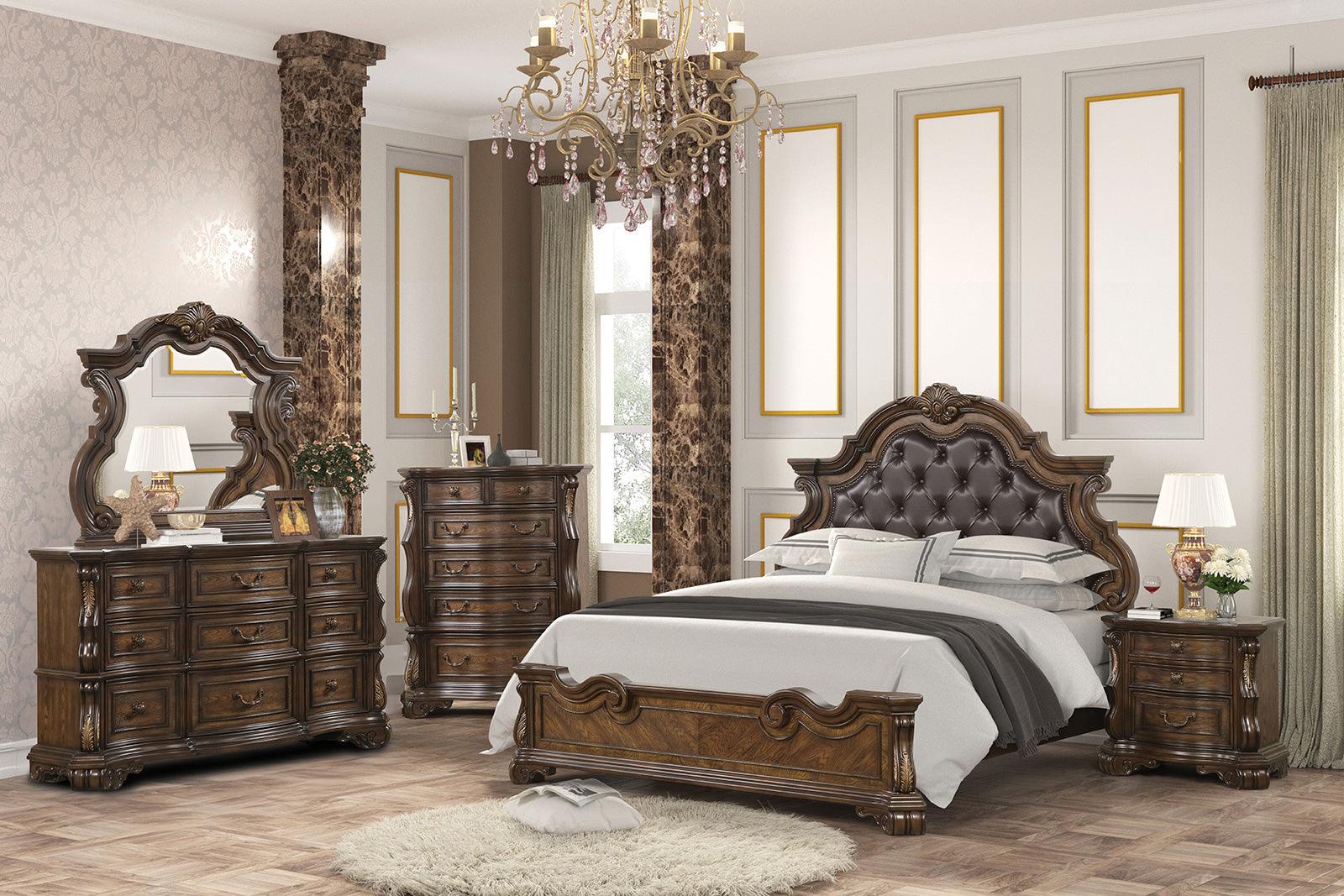 Leovanni Dark Brown Bombay Tufted King Bed - Image 6