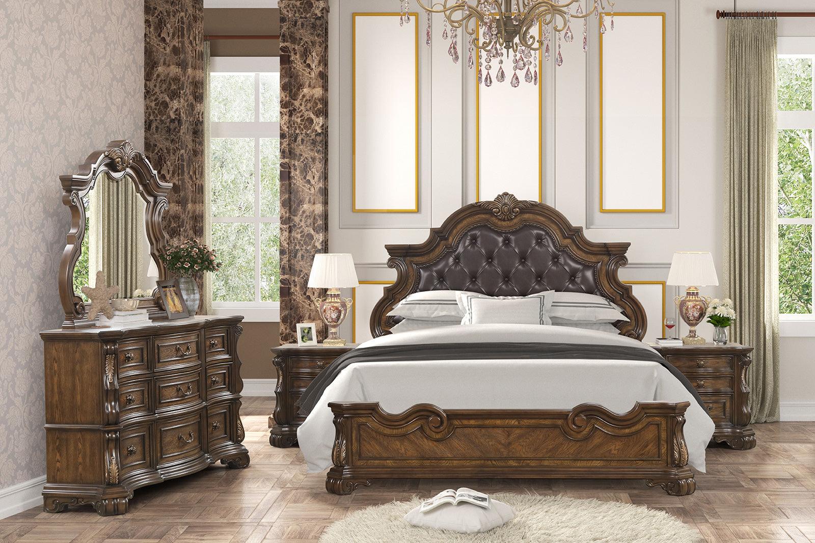 Leovanni Dark Brown Bombay Tufted Queen Bed - Image 5