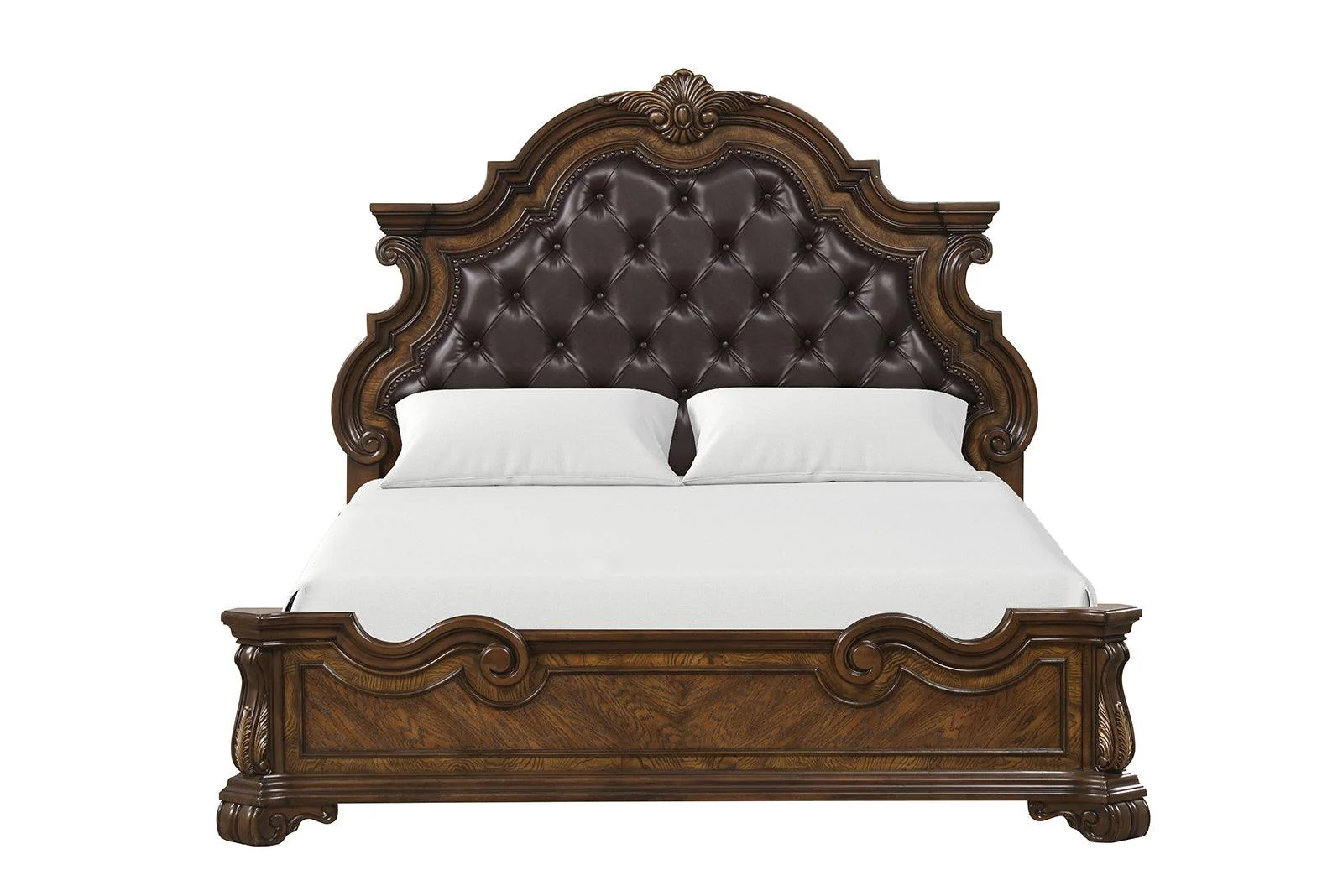 Leovanni Dark Brown Bombay Tufted Queen Bed - Image 7