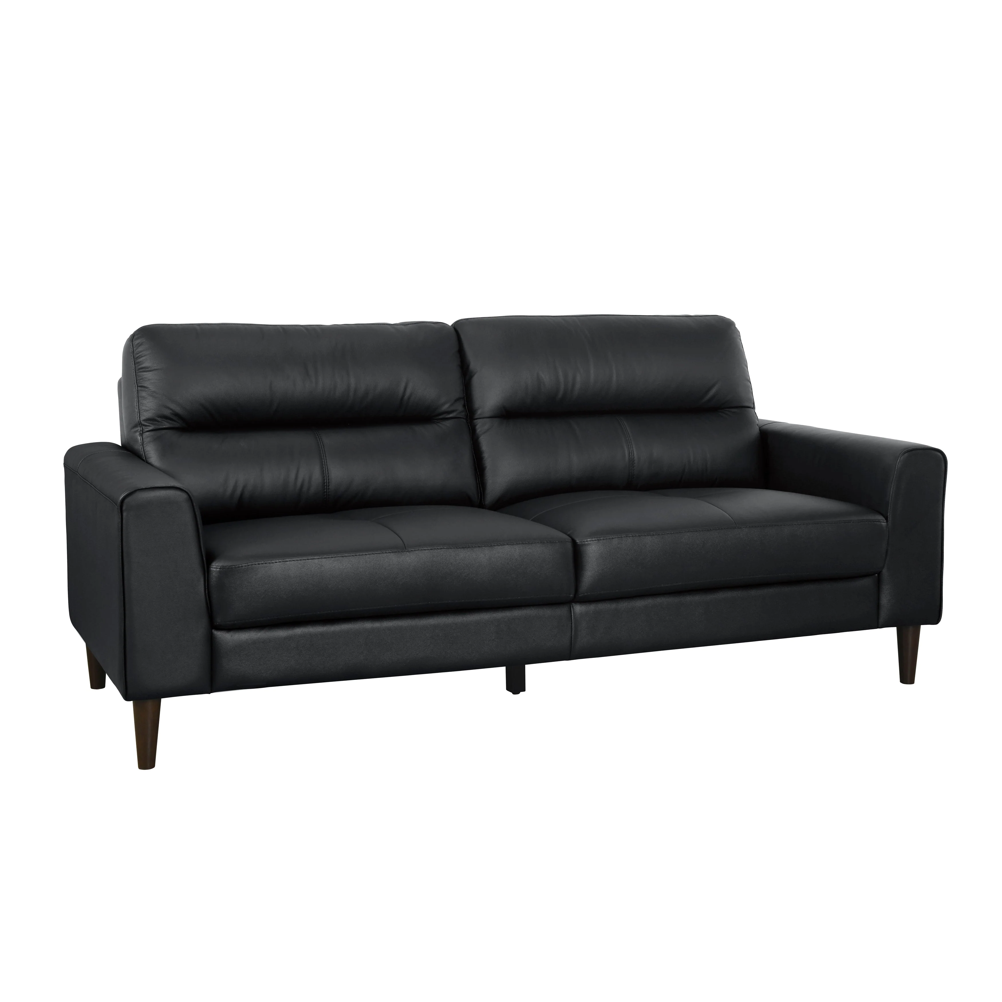 Lewes Black Leather Living Room Set - Image 4