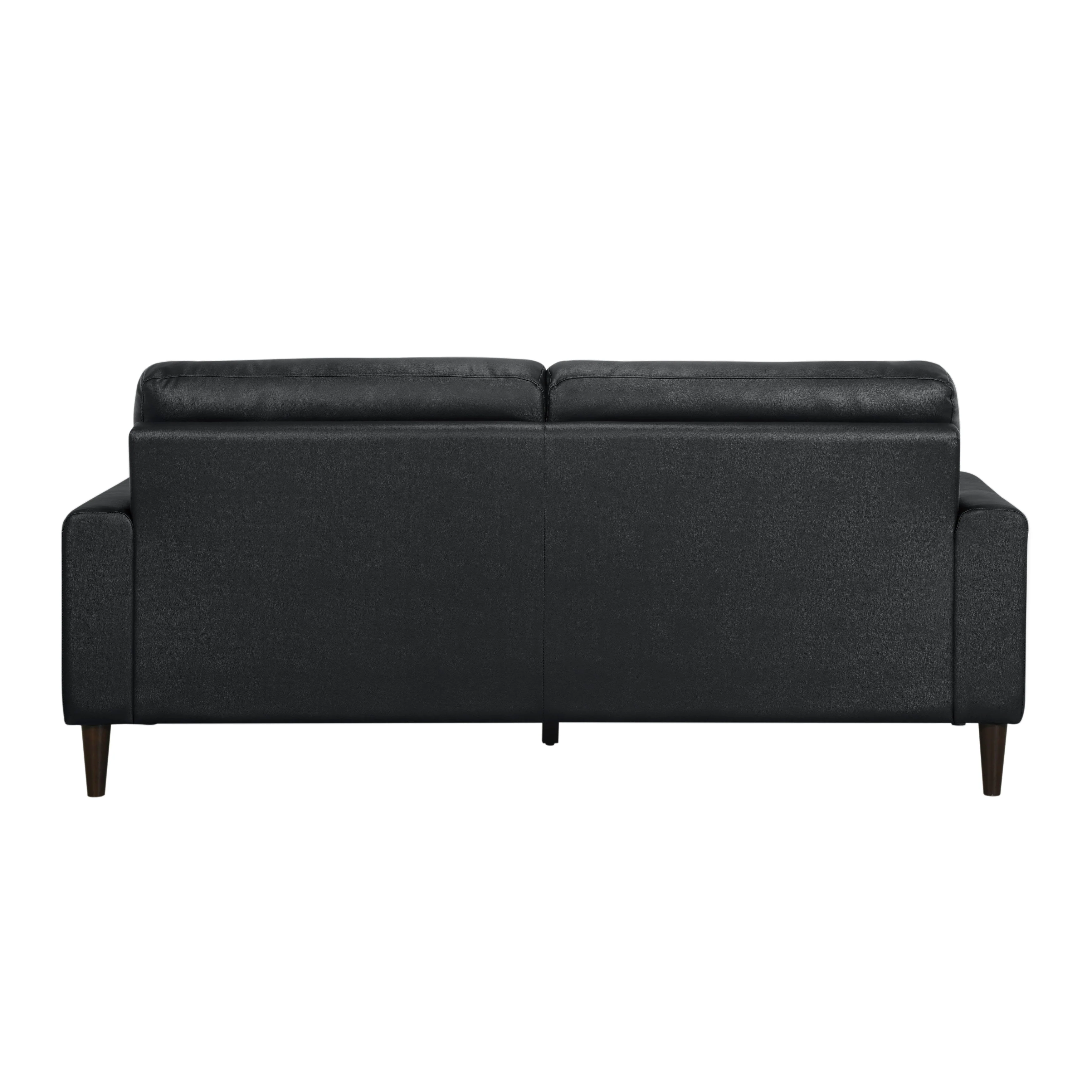 Lewes Black Leather Living Room Set - Image 5