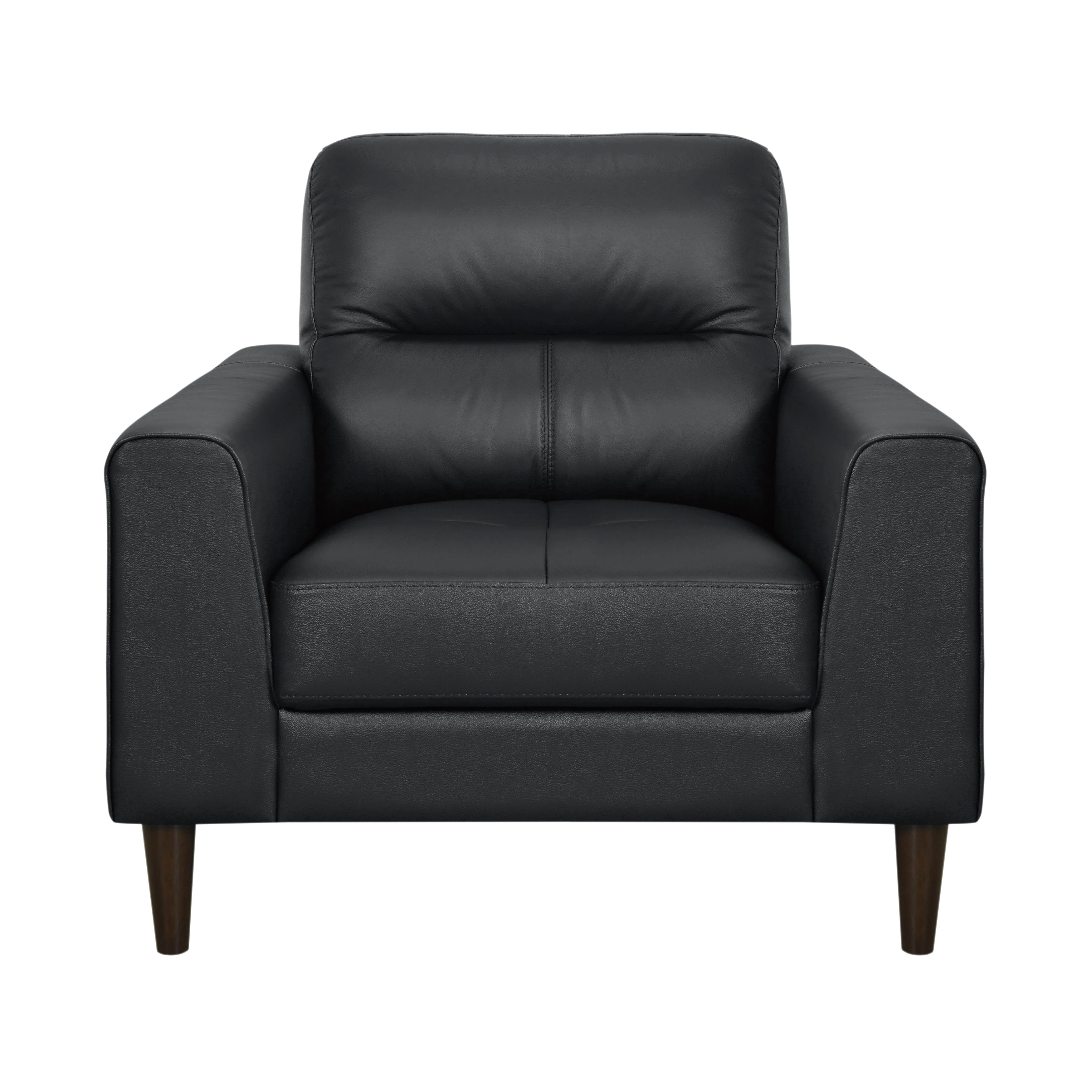 Lewes Black Leather Living Room Set - Image 9