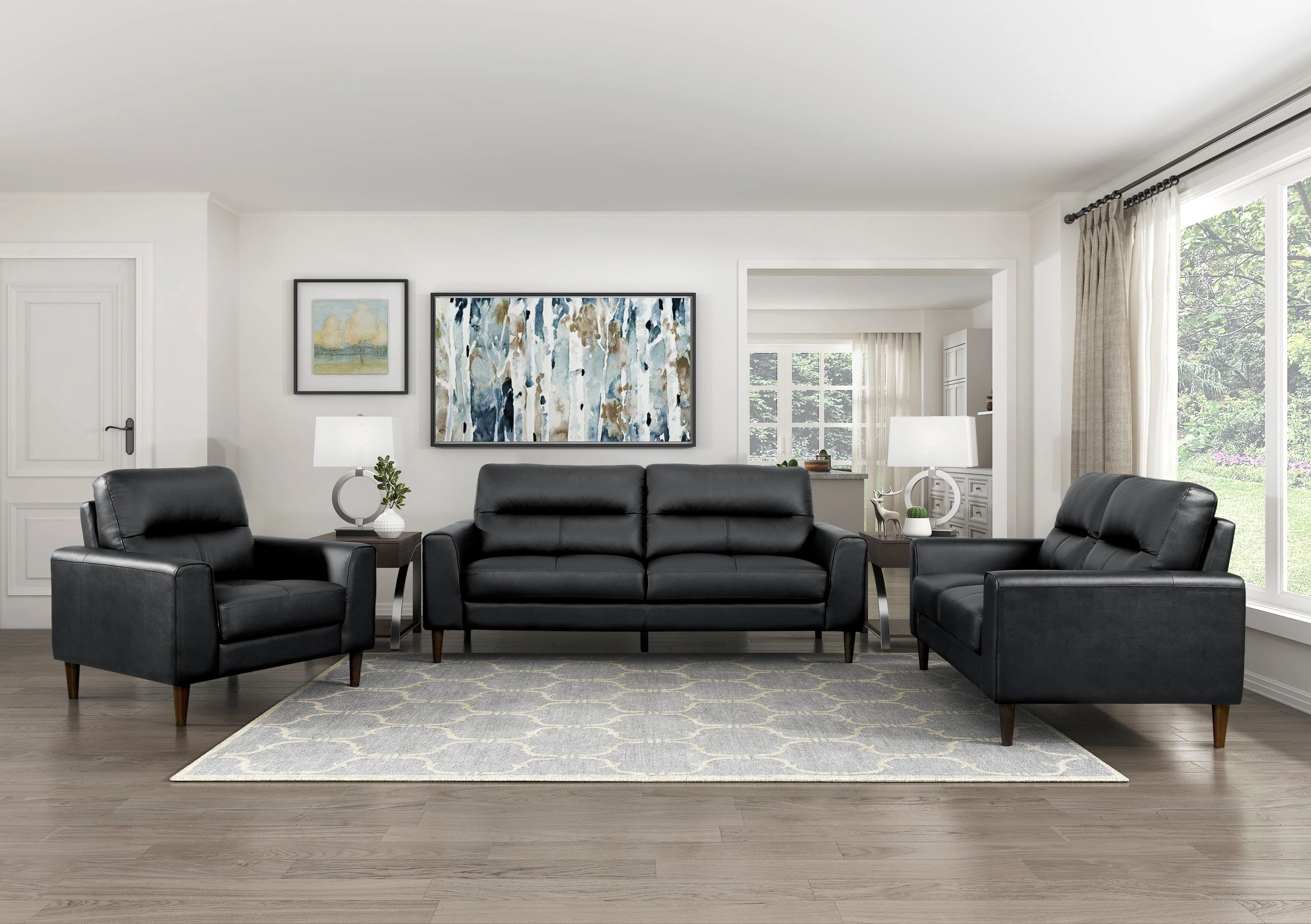 Lewes Black Leather Loveseat - Image 5