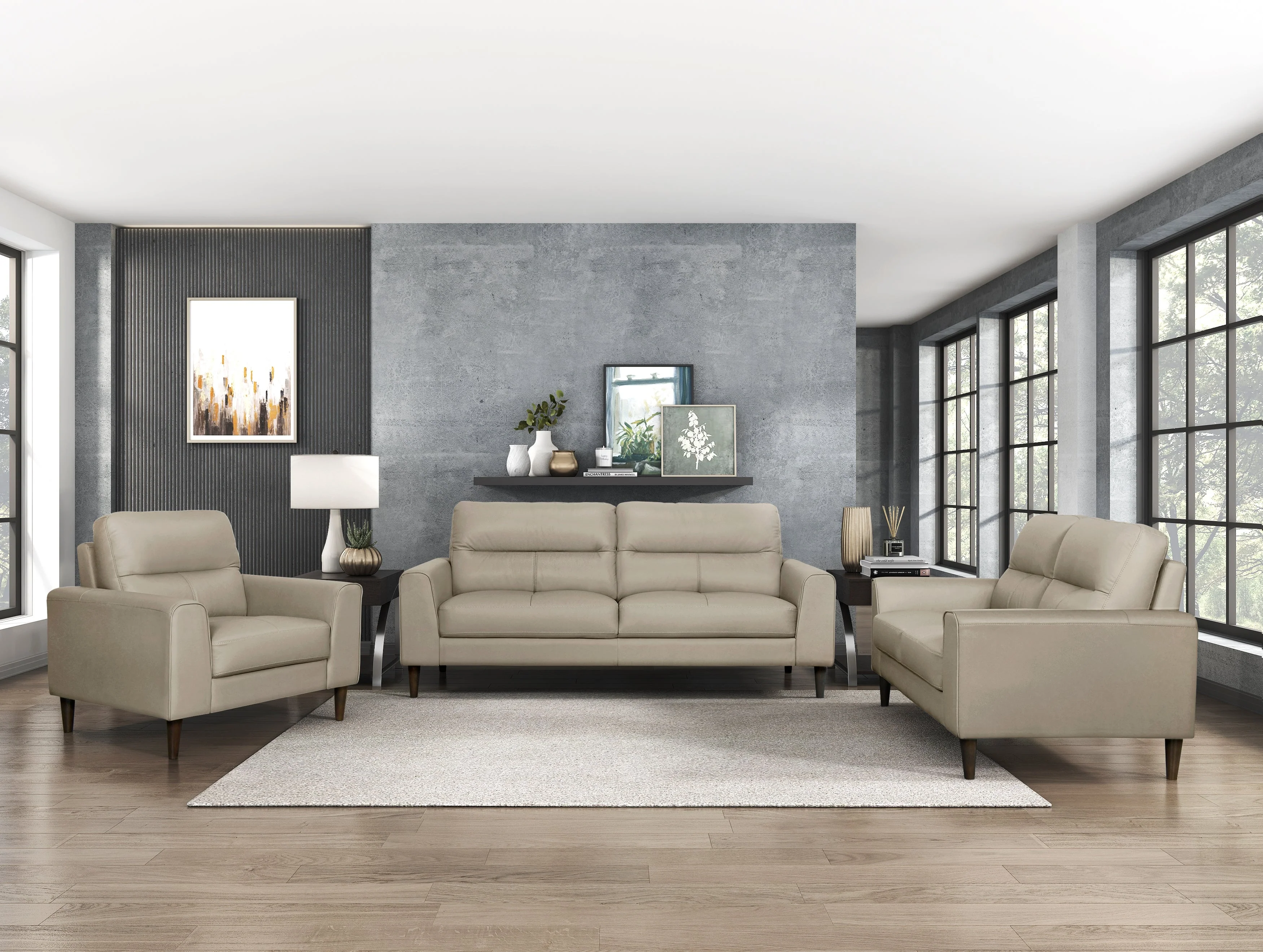 Lewes Latte Leather Sofa - Image 6