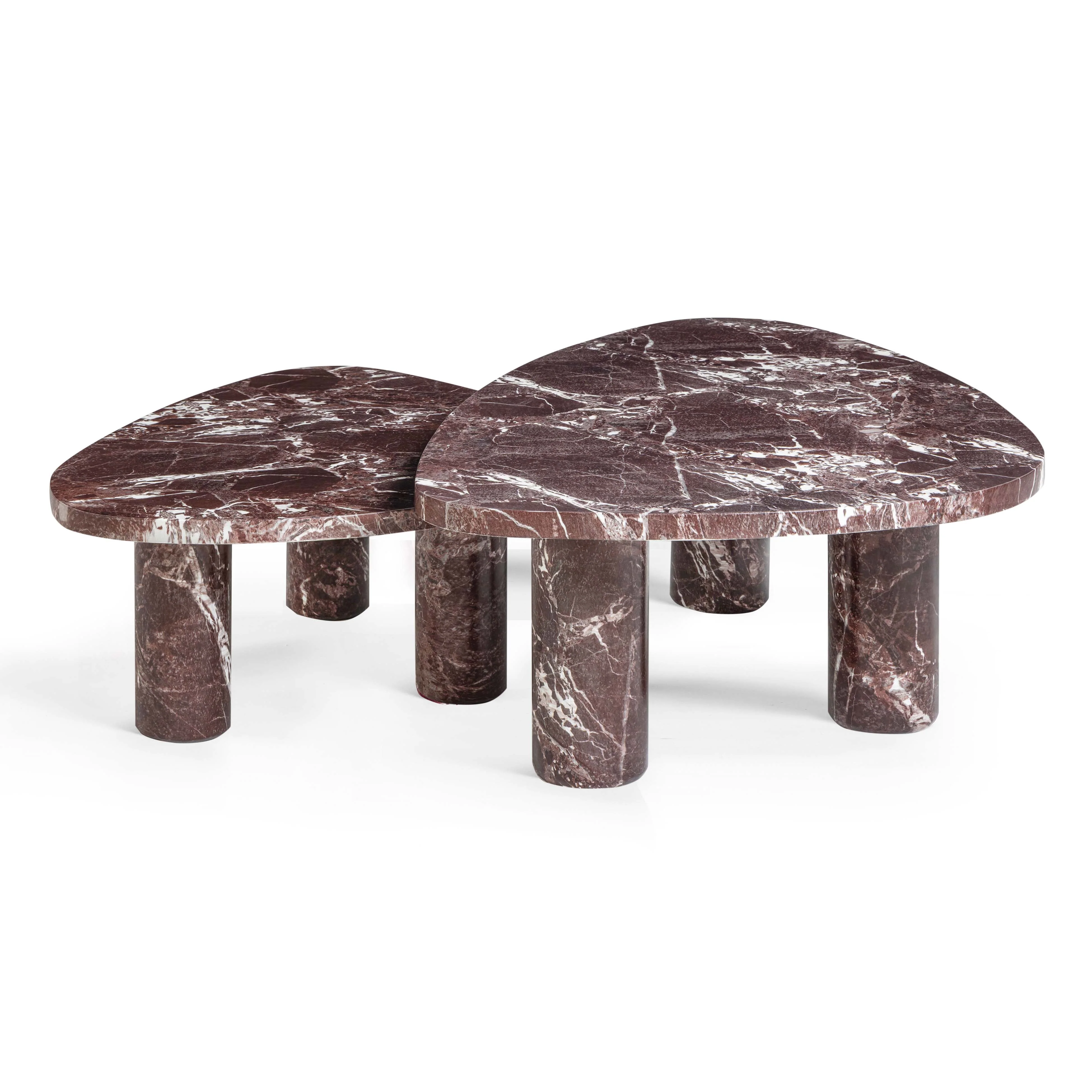 Libby 2-Piece Faux Red Levanto Marble Nesting Coffee Table Set - Image 2
