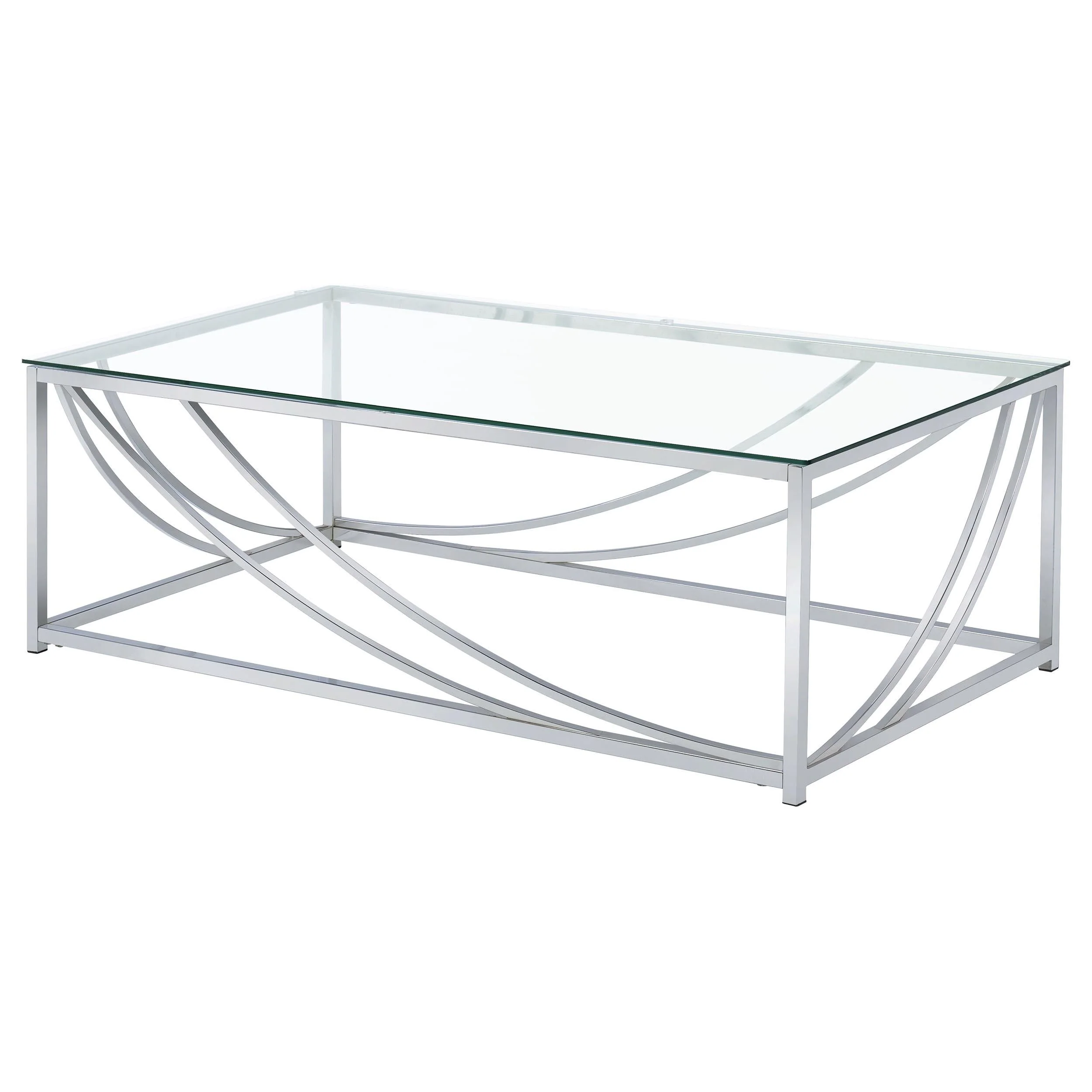 Lille Chrome 2-Piece Glass Top Coffee and End Table Set - Image 5