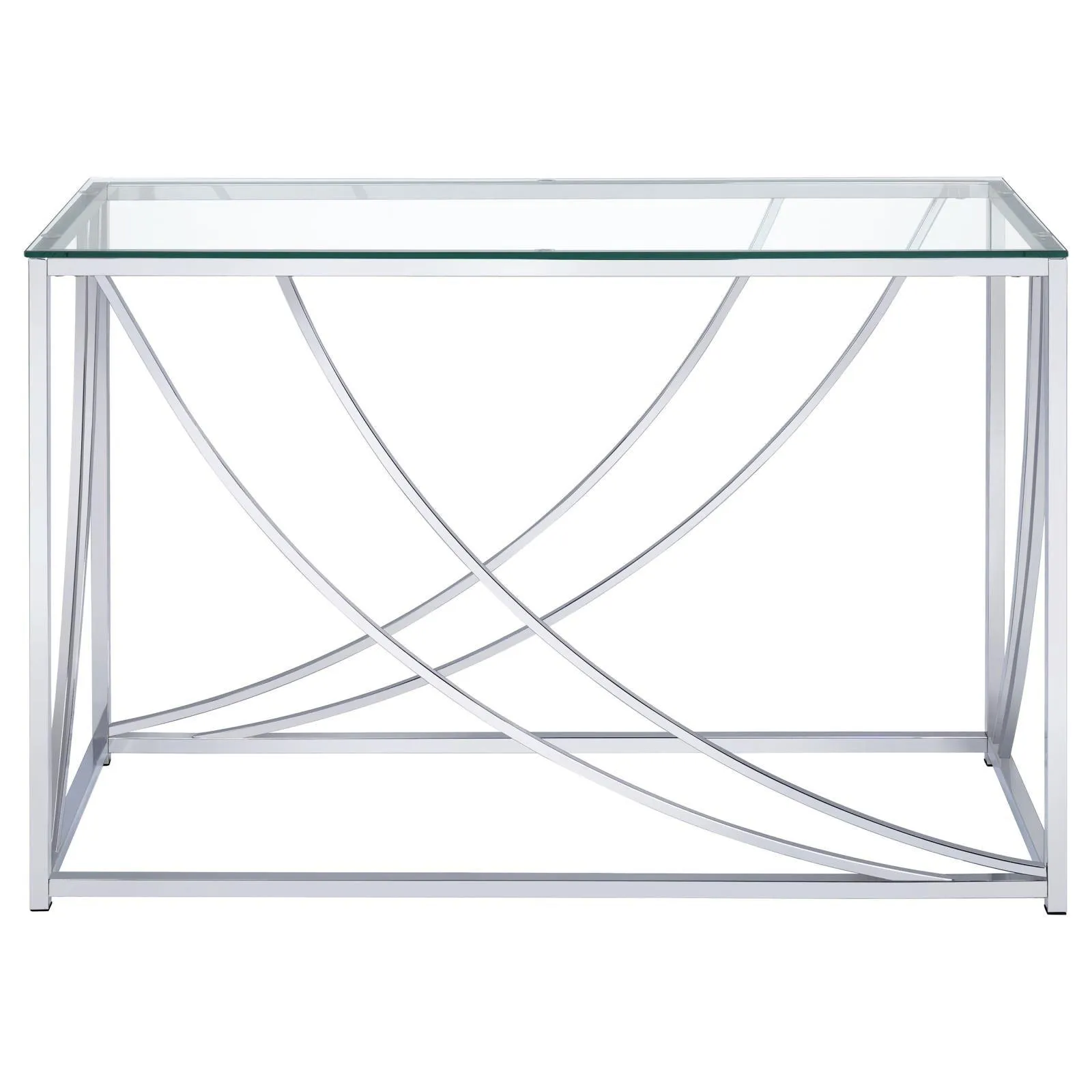 Lille Chrome Glass Top Rectangular Sofa Table Accents - Image 4