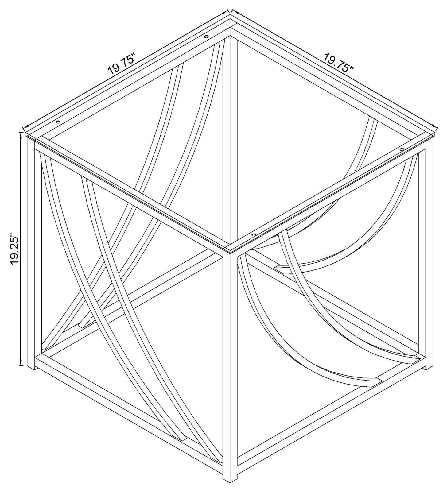 Lille Chrome Glass Top Square End Table Accents - Image 3