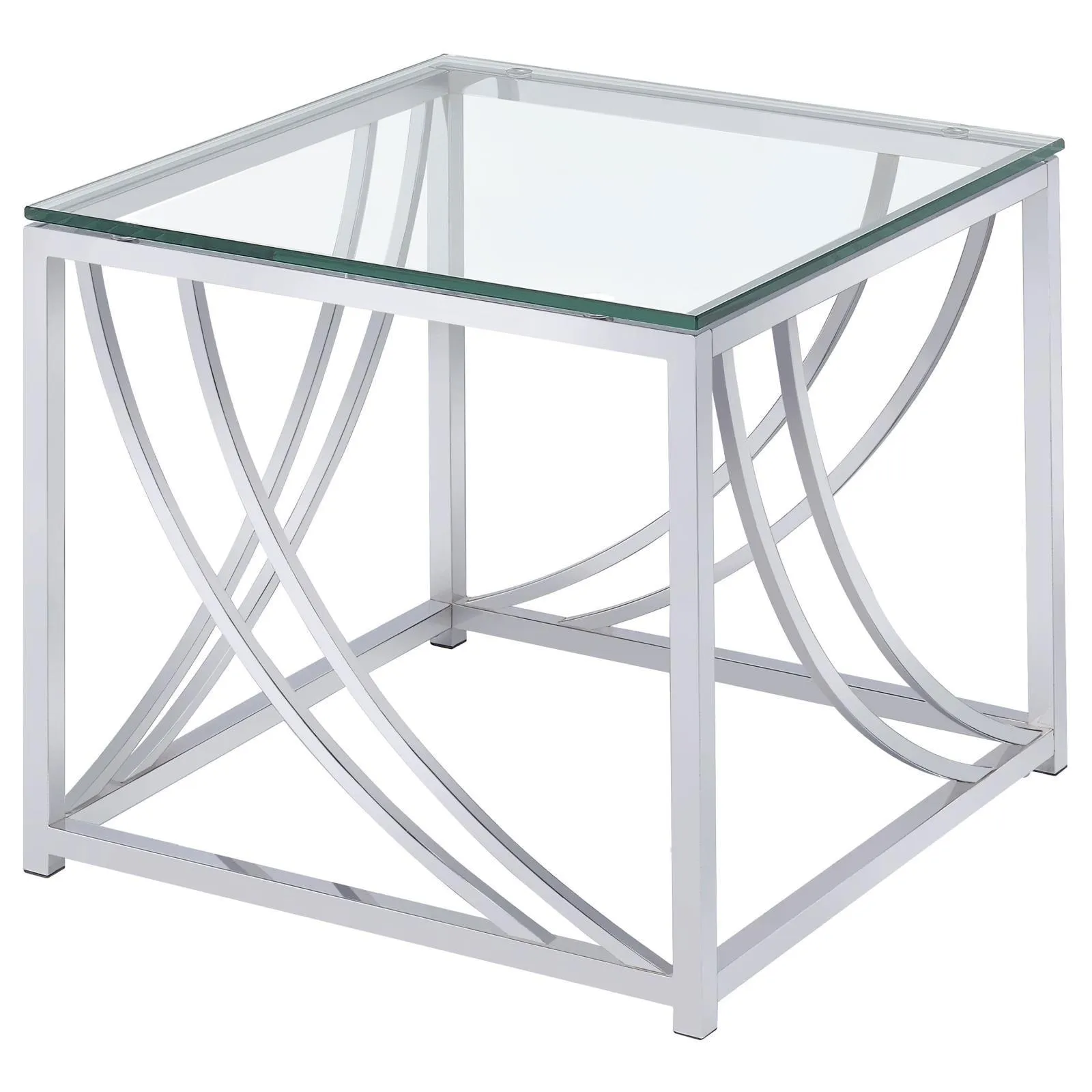 Lille Chrome Glass Top Square End Table Accents - Image 5