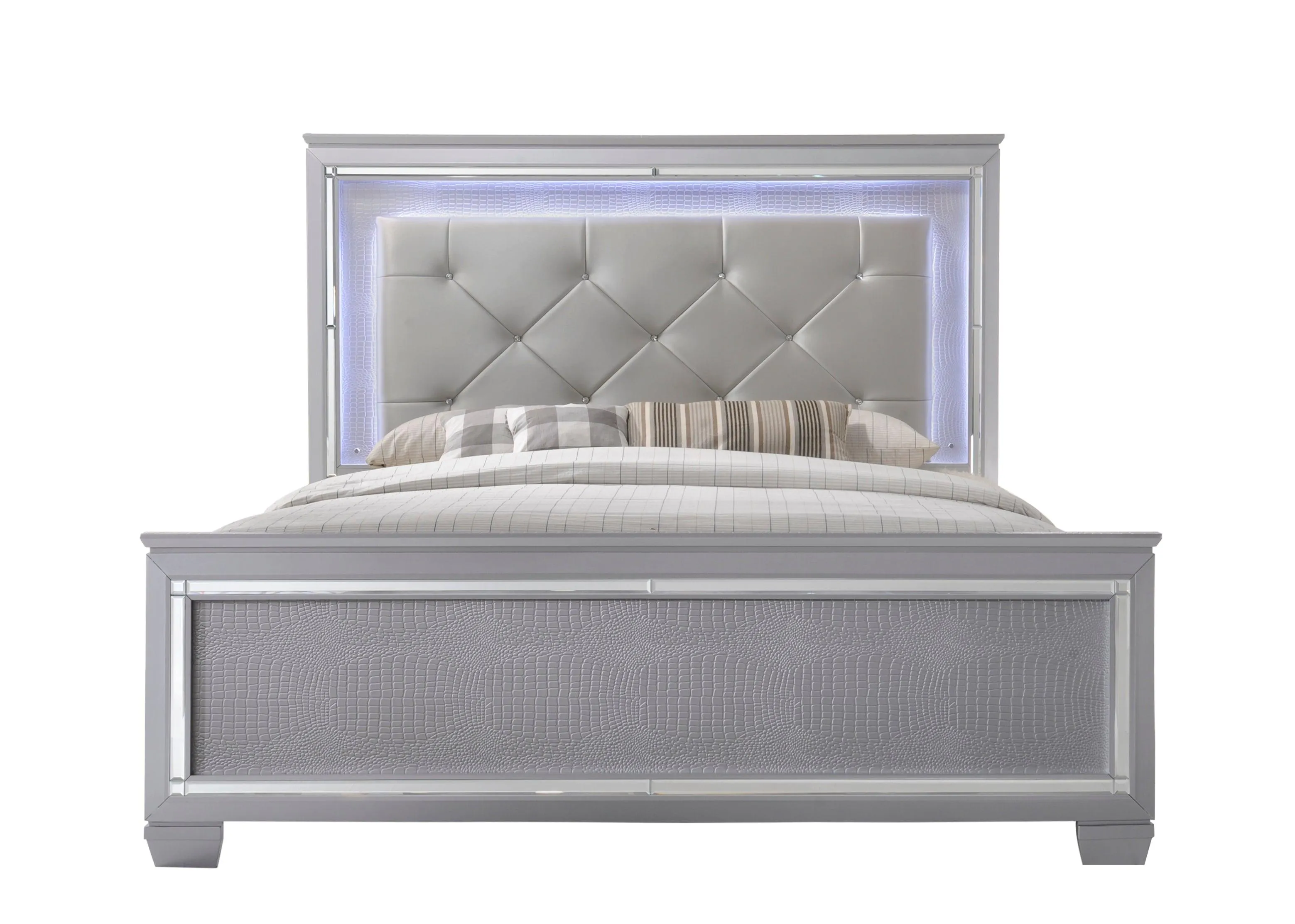 Lillian Silver King LED Upholestered Bed - Image 3