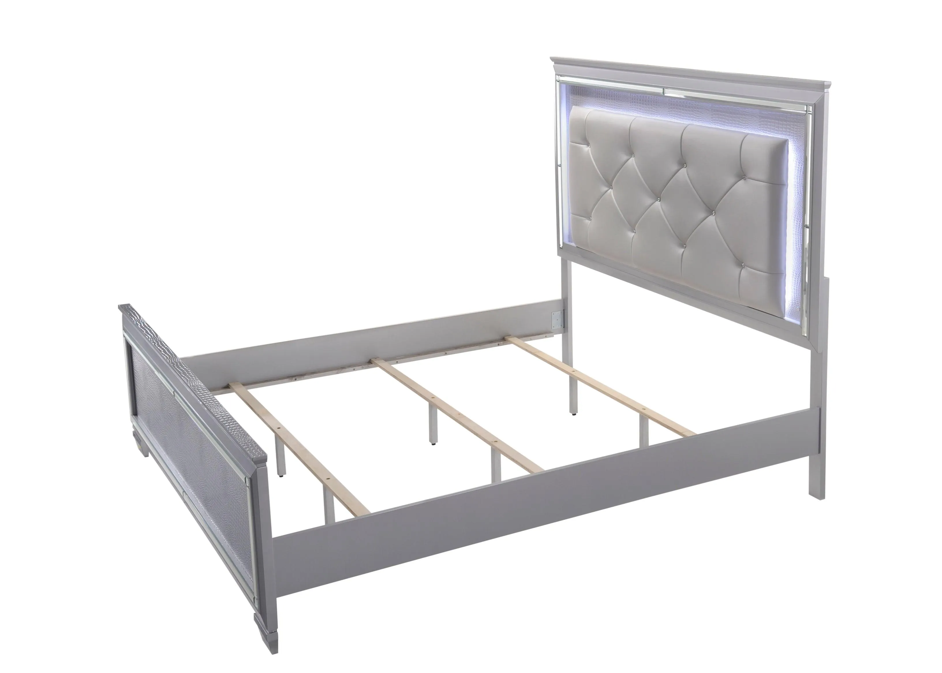 Lillian Silver King LED Upholestered Bed - Image 4