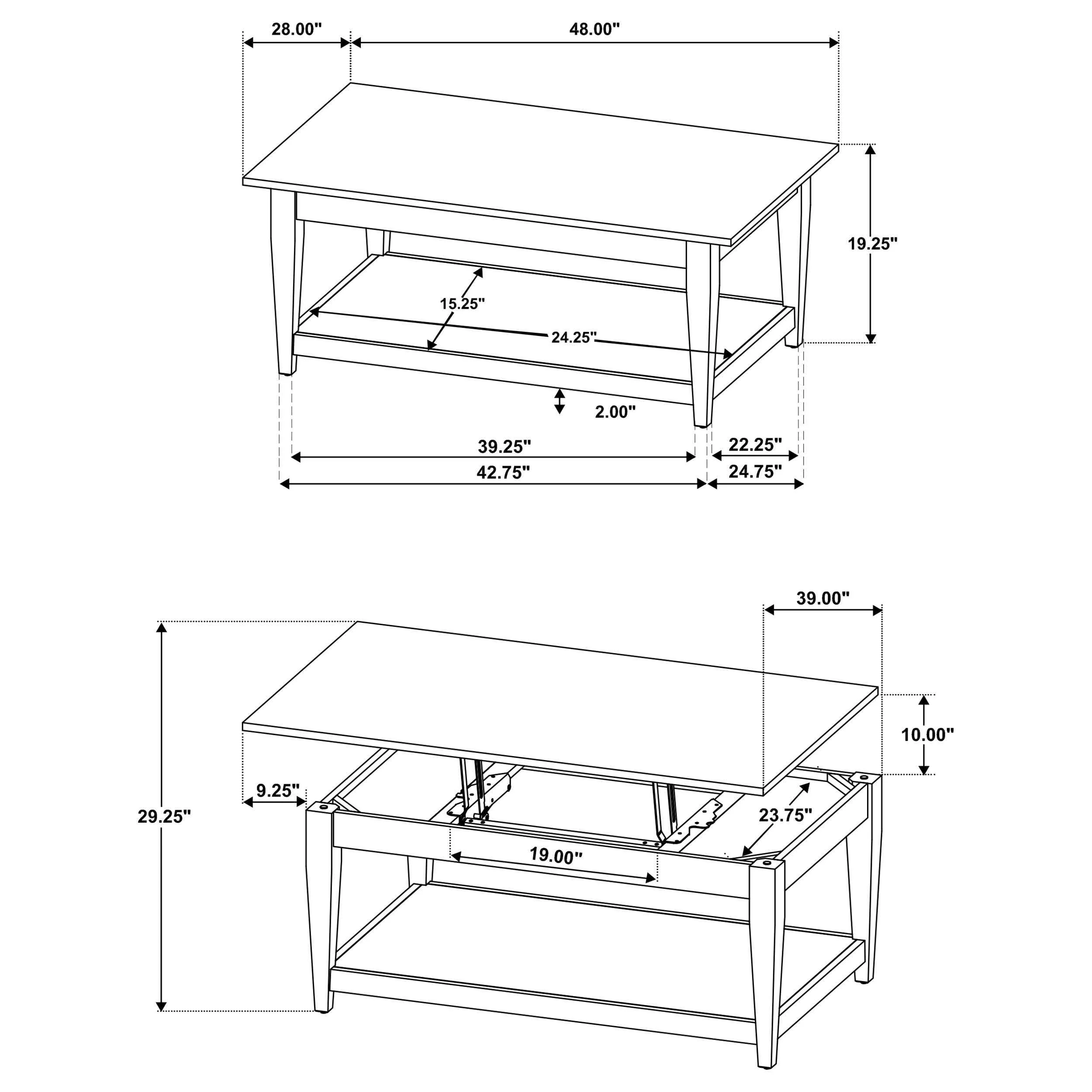 Lindenton Black Lift-Top Occasional Cocktail Coffee Table - Image 12