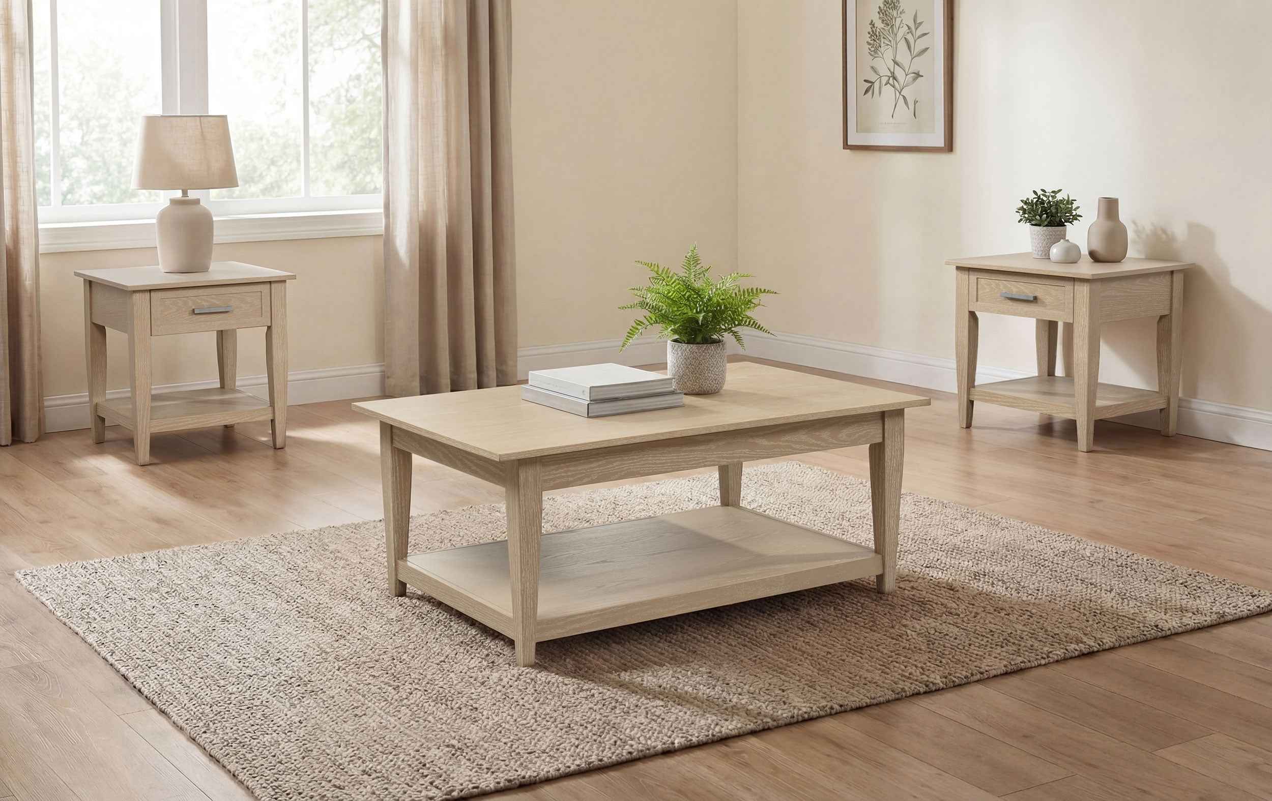 Lindenton Blonde 3-piece Wood Lift-Top Coffee and End Table Set - Image 2