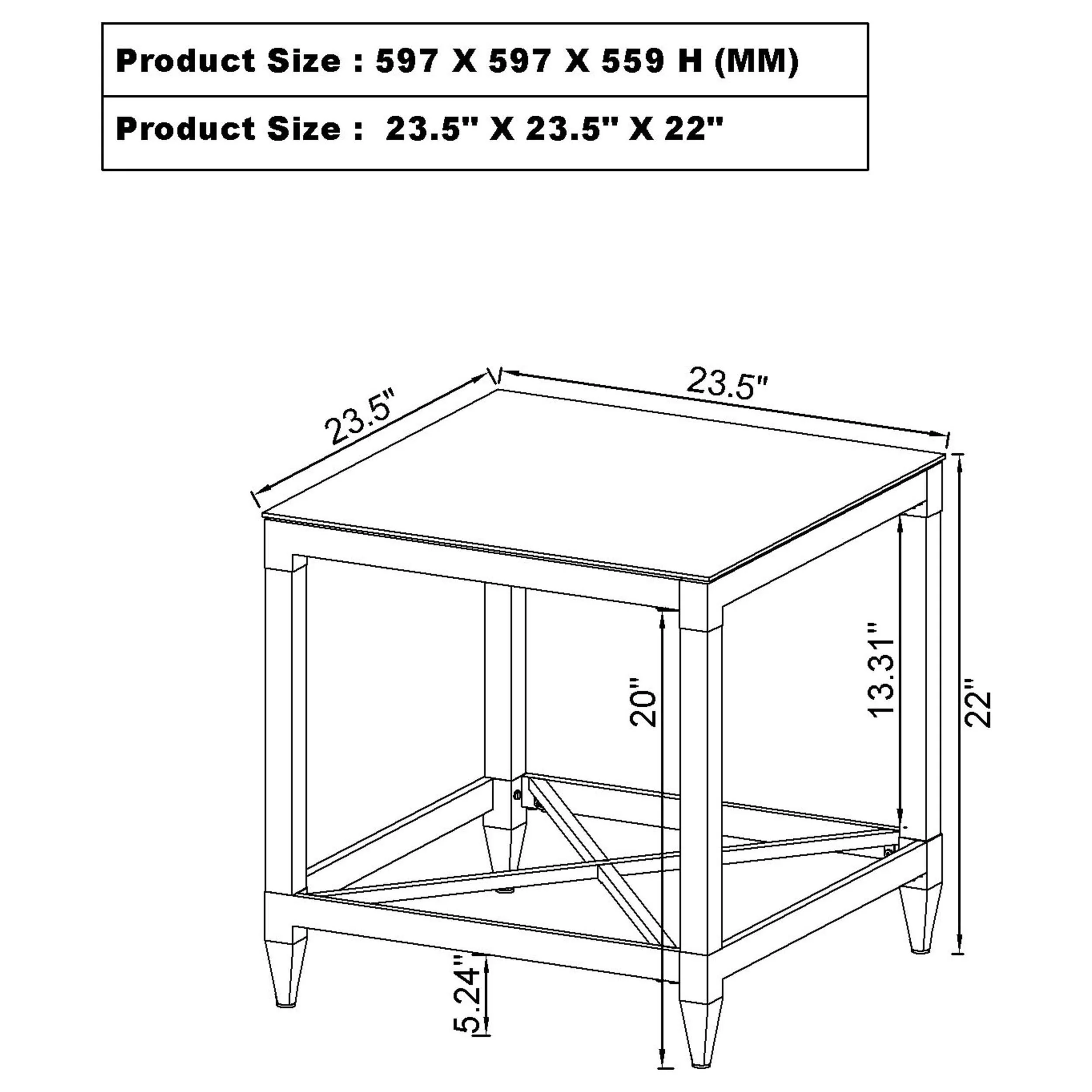 Lindley Chrome 2-Piece Square Coffee and End Table Set - Image 9