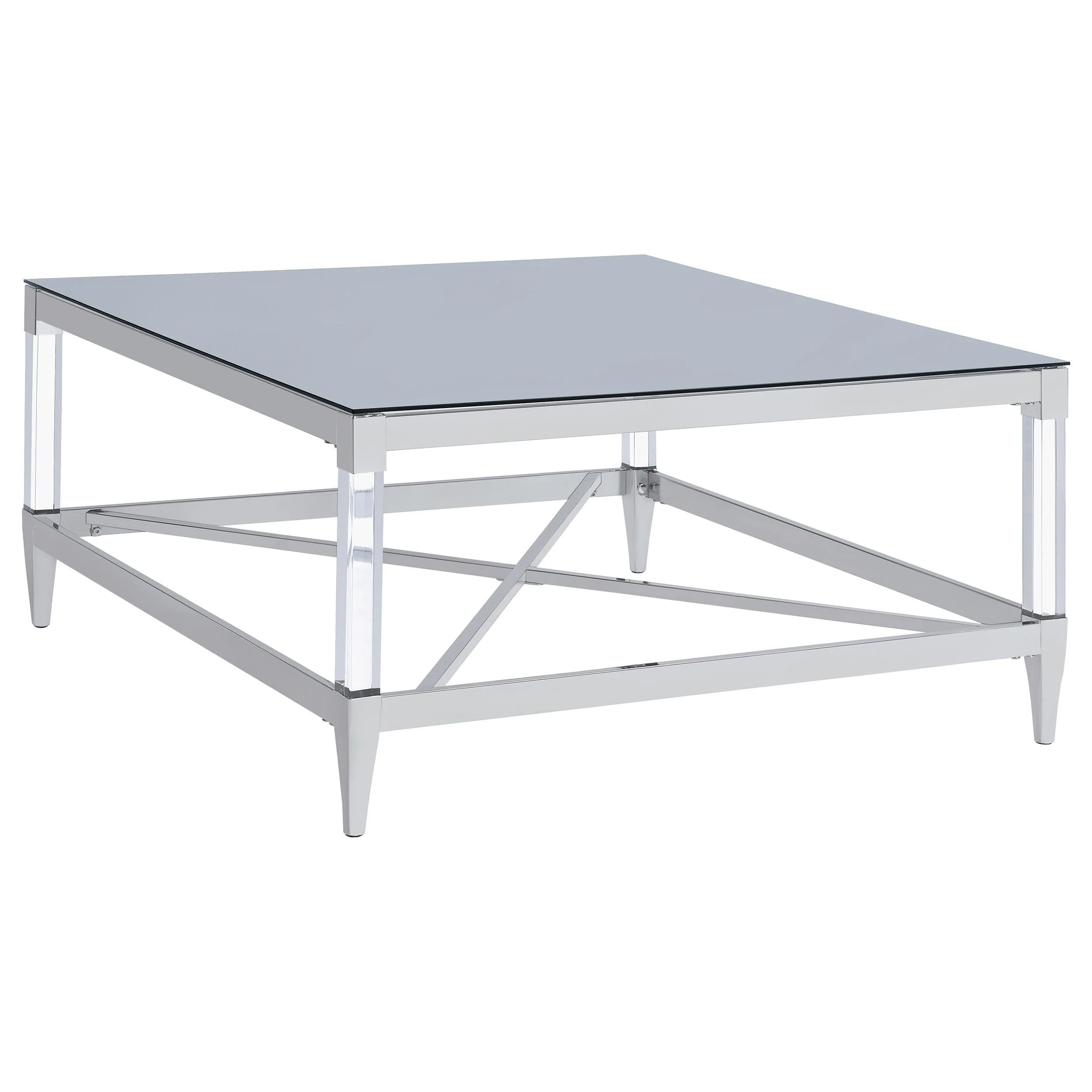 Lindley Chrome 3-Piece Square Coffee and End Table Set - Image 6