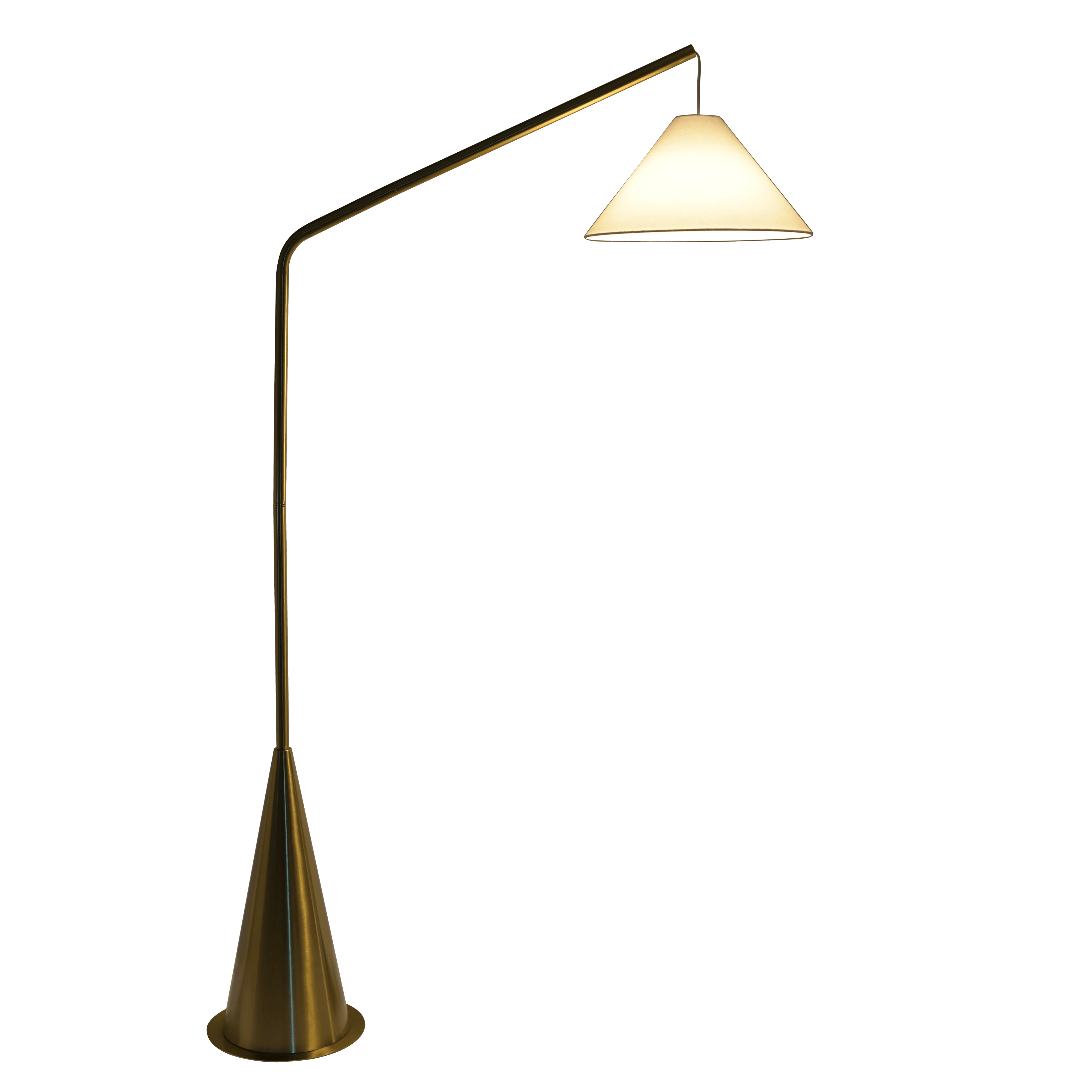 Lisbon Black Floor Lamp with On/Off Switch Coned Base Hanging White Fabric Shade - Image 4