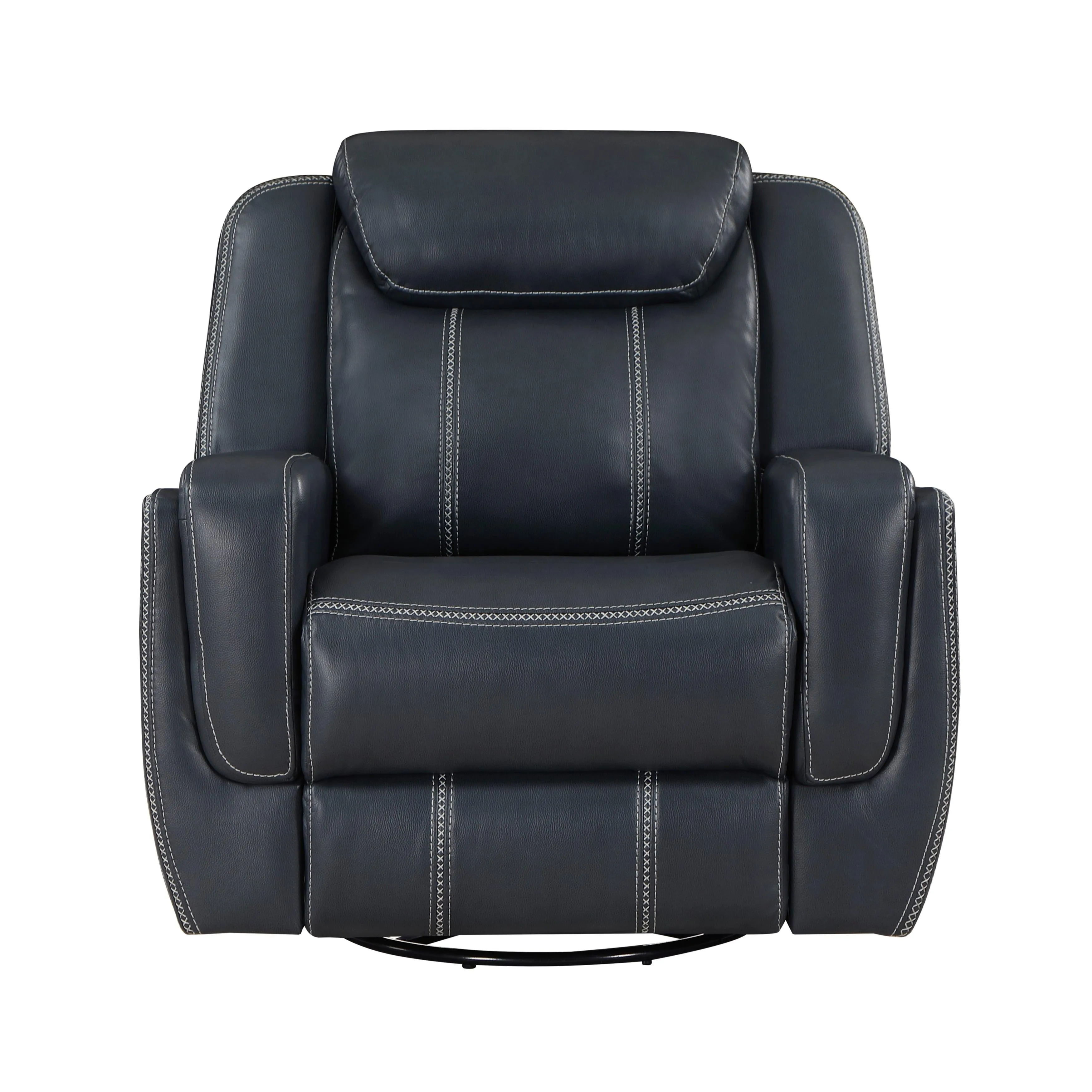 Littleton Blue Swivel Glider Reclining Chair - Image 7