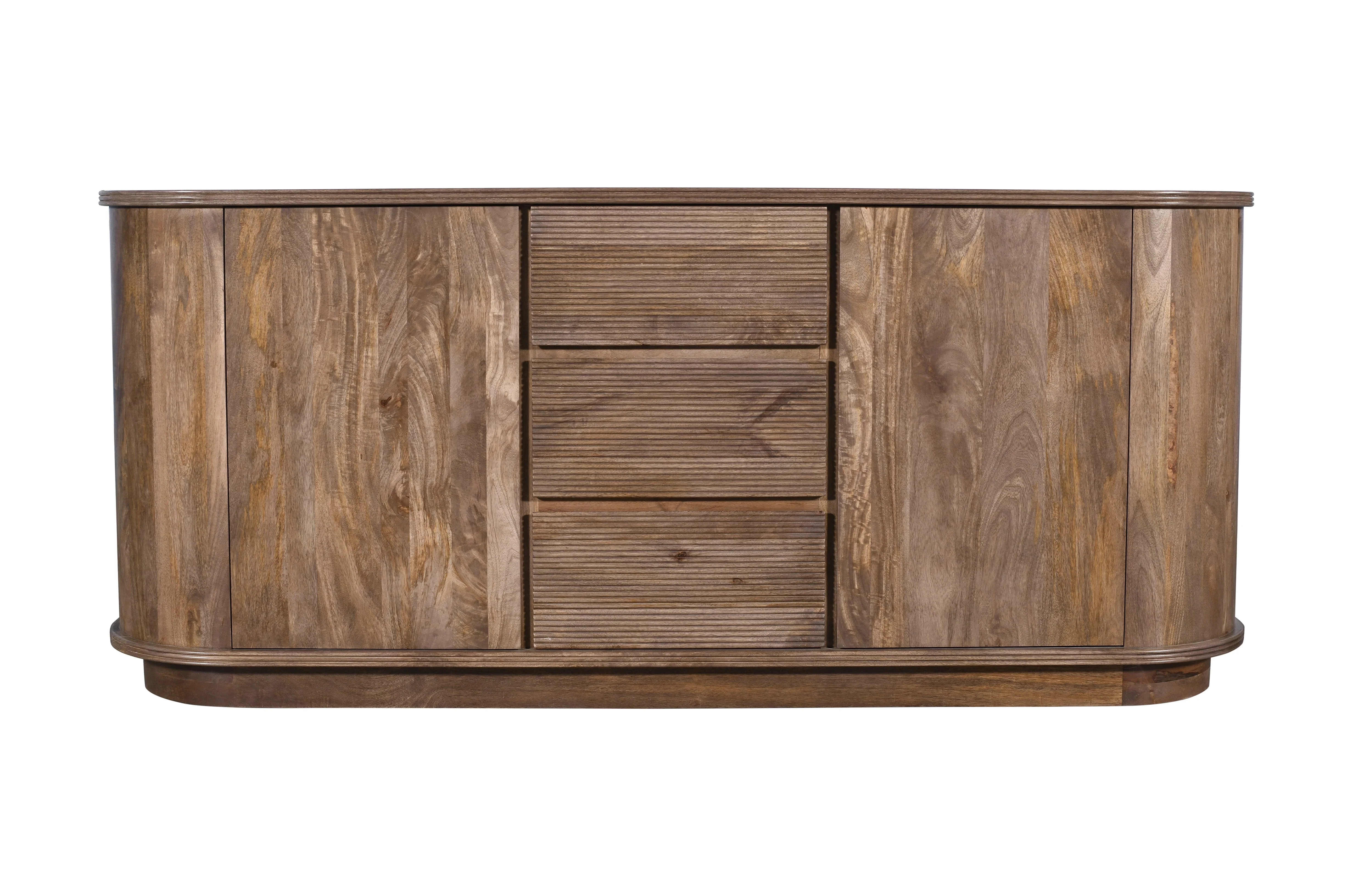 Liyana Solid Wood Three Drawer Two Door Sideboard in Natural Tan - Image 2